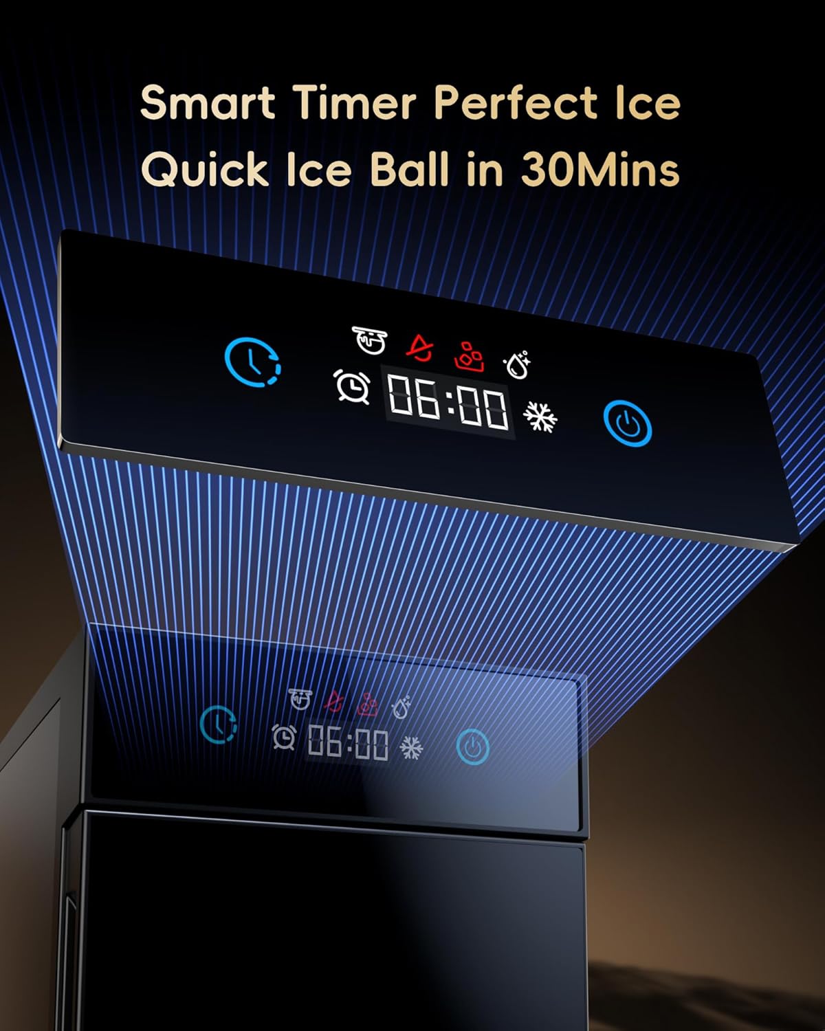 ecozy 2.1" Clear Ice Ball Maker with CrystalFlux Technology, Minimal Footprint Sphere Ice Maker with 8H Timer, 1 pc in 30 Mins, 48 pcs/Day, Self-Cleaning for Home Bar Whiskey & Bourbon