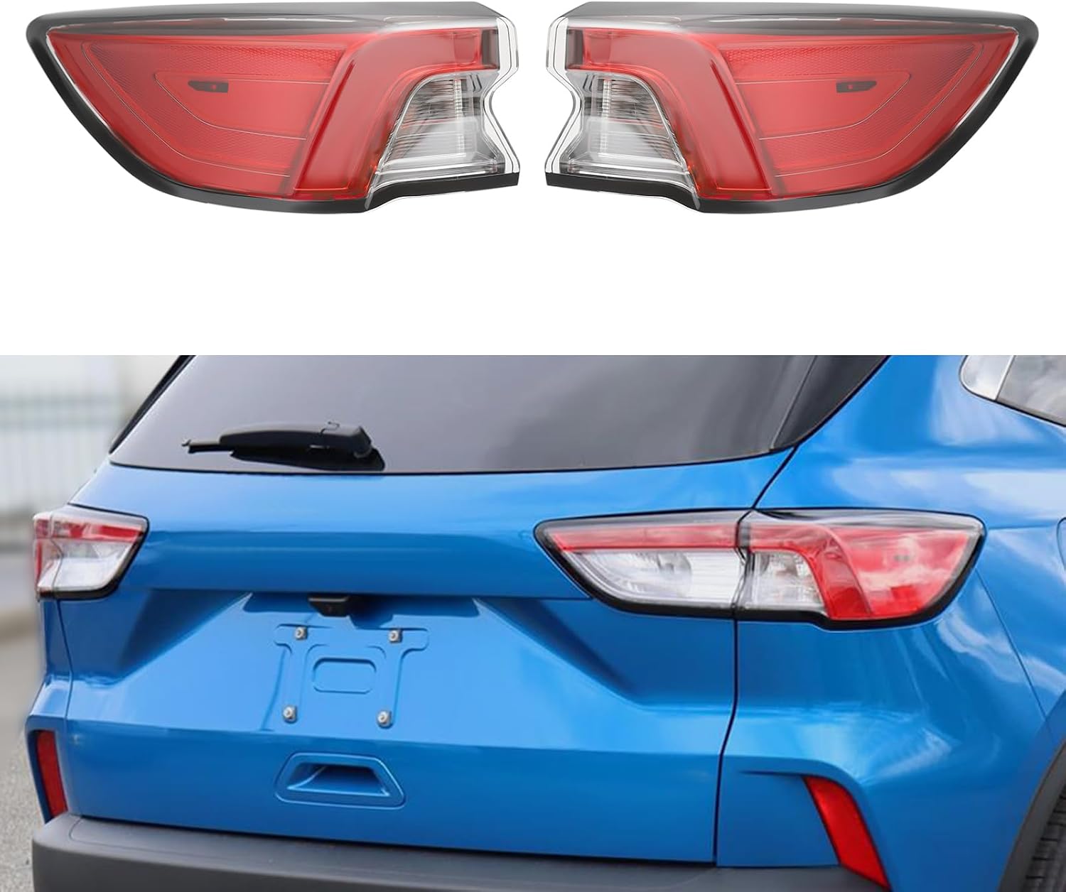 Outer LED Tail Light for Ford Escape 2020 2021 2022, Left & Right Rear Tail Light Assembly, Direct Replacement OEM Part LJ6Z-13405-E & LJ6Z-13404-E, Black Housing (A pair)
