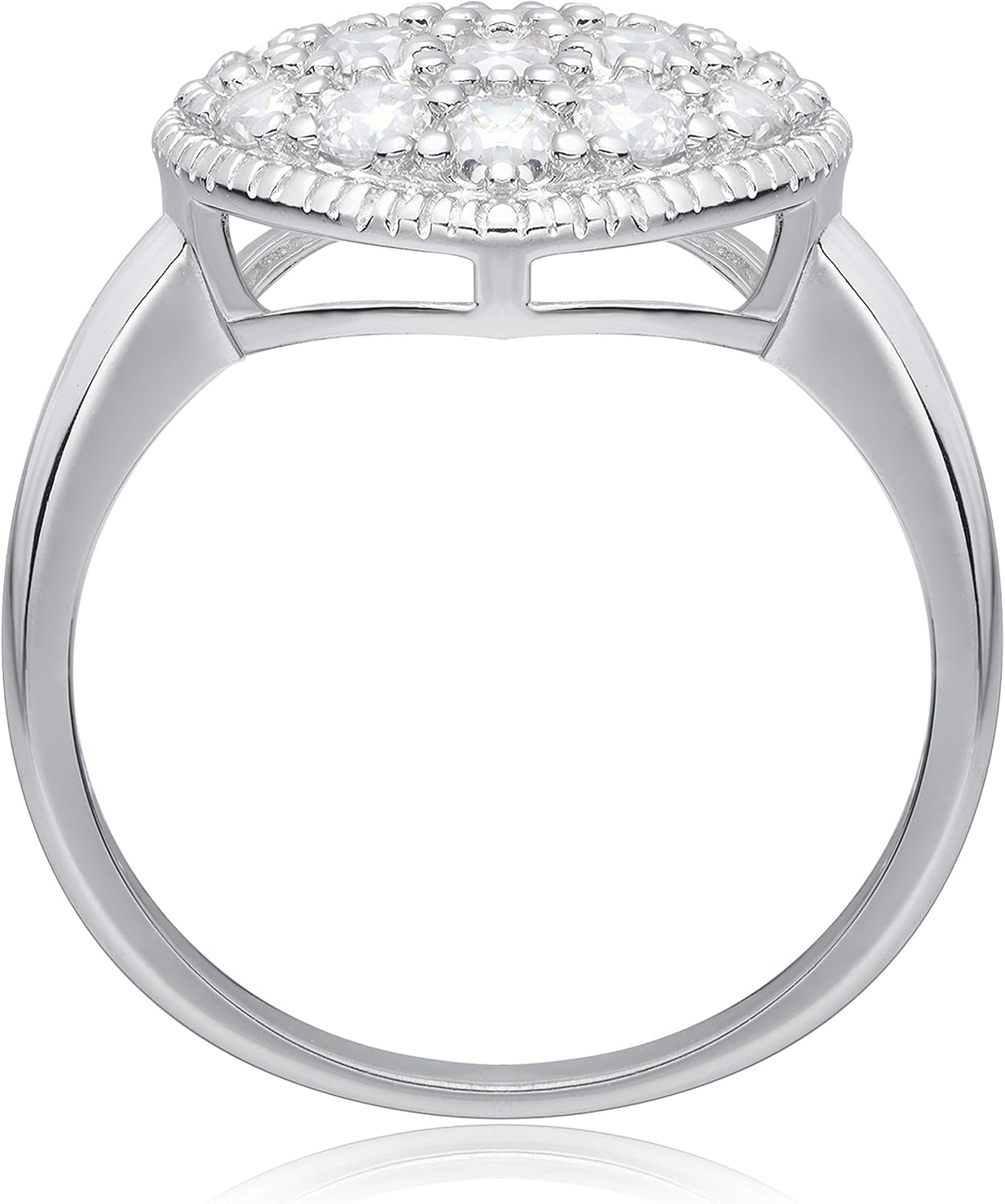 MORGAN & PAIGE .925 Sterling Silver Rhodium Plated Pavé-Set Cubic Zirconia Heart Statement Ring for Her - Hypoallergenic Sterling Silver Rings Women Elegant Heart-Shaped Design, Sizes 5-9