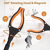 Vista 4 de Paquete de 2 herramientas de agarre extra largas de 43 pulgadas, herramienta de recogida plegable con mandíbula giratoria de 360° + imanes