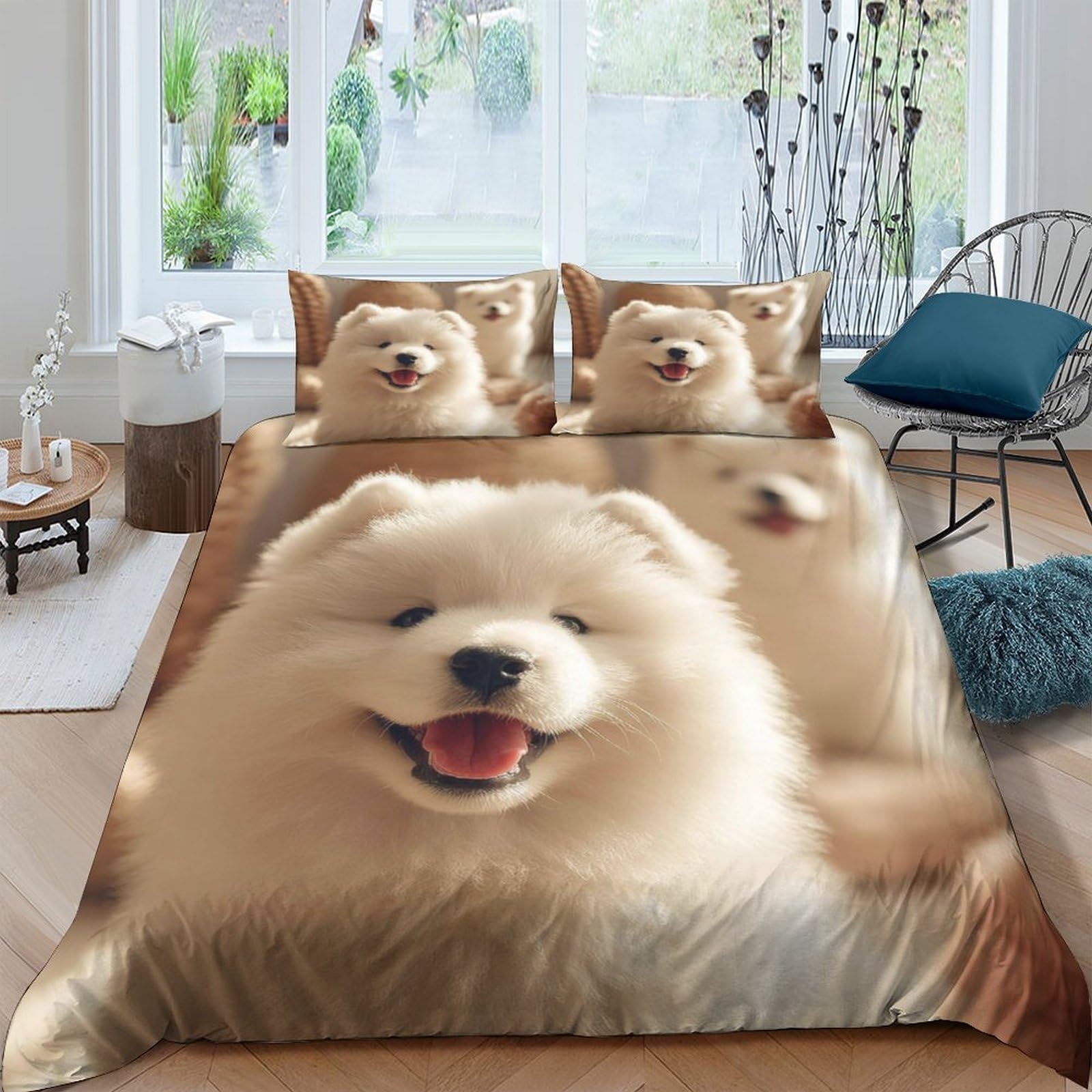 Ctjqhvkz Style-8 3D Printed Fluffy Dog Fitted Sheet Microfiber Soft Anti-Slip Cute Puppy Mattress Cover For Bedroom Guest Room Decor Single（135X200cm）