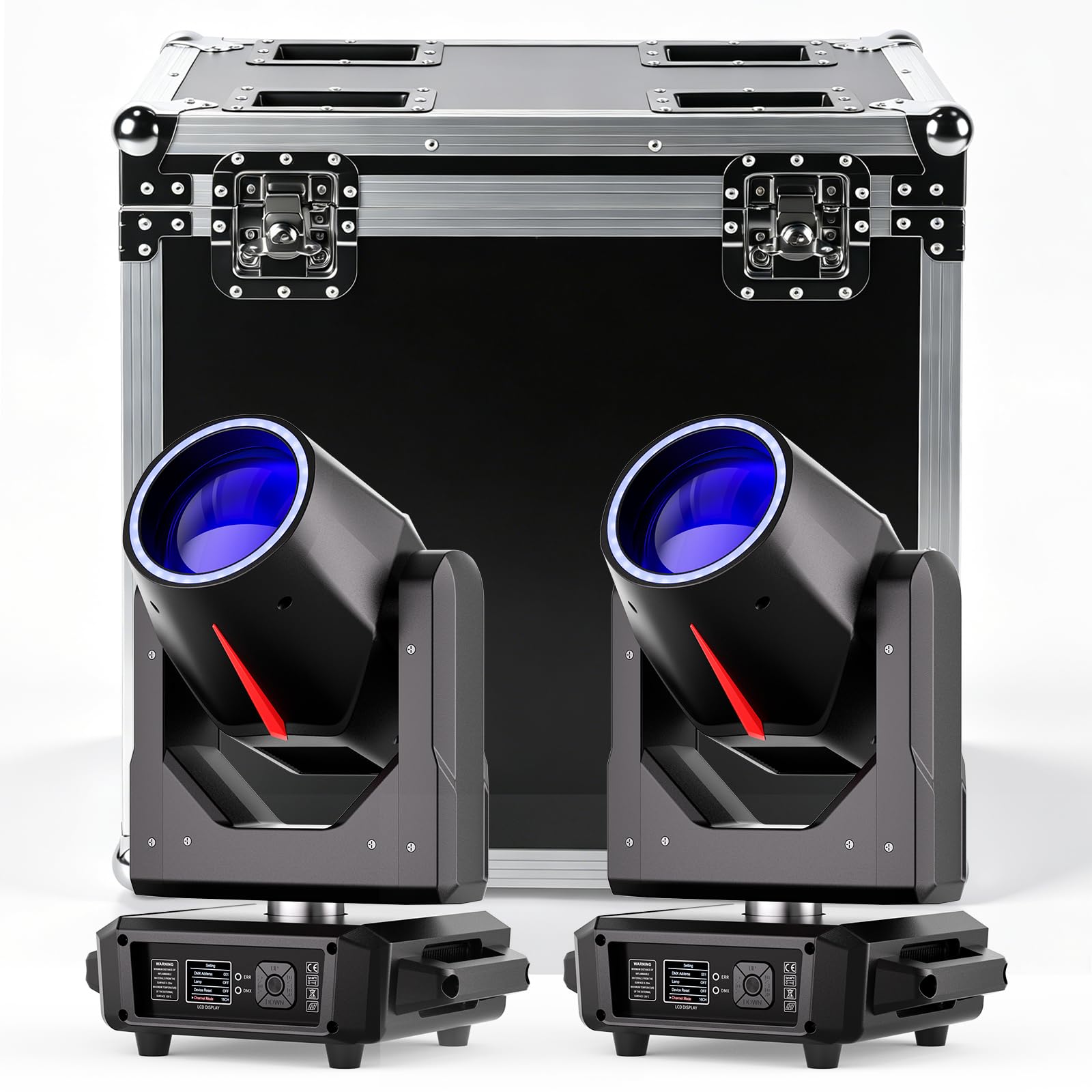 2PCS 380W Cabeza Móvil RGBW LED Luces de Escenario con 1 Flightcase, Beam Zoom Luz de Discoteca dmx512 con 14 Patrones 15 Colores Moving Head Iluminación Escénica Profesional