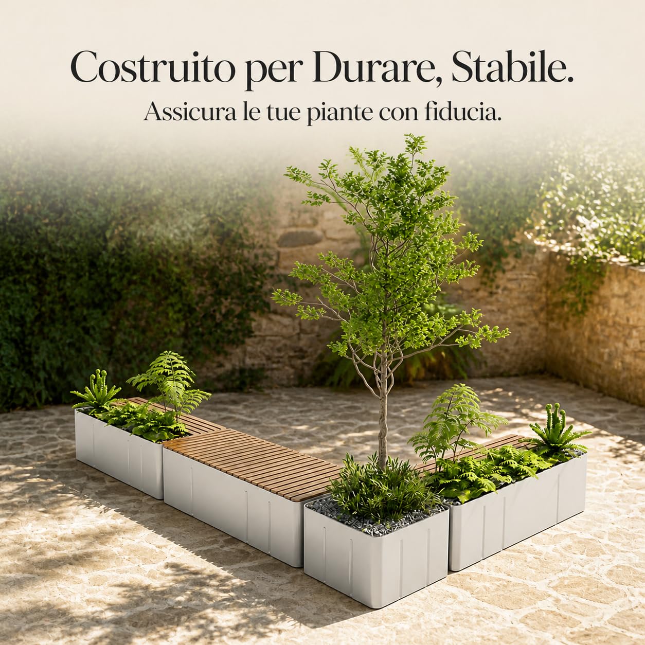 Fioriera da Esterno in Metallo Classica, 120x40x45 cm | metallo resistente, uso esterno, design antico, combinabile, ferro, da Balcone