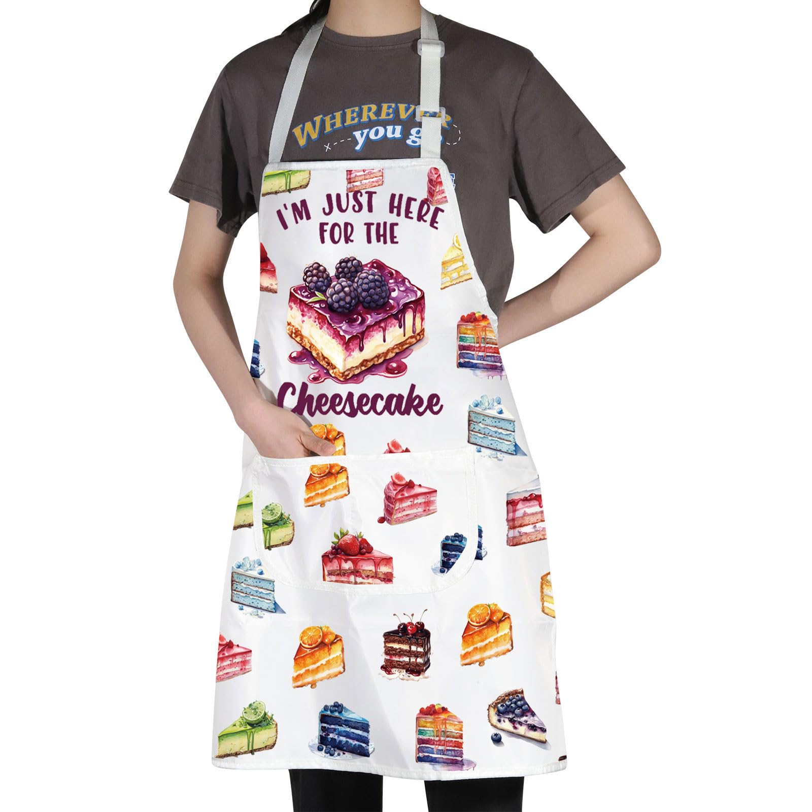MYSOMY Cheesecake Apron Cheesecake Lover Gifts Cheesecake Baking Apron Cheesecake Dessert Apron Cheesecake Themed Gifts (Cheesecake mb)