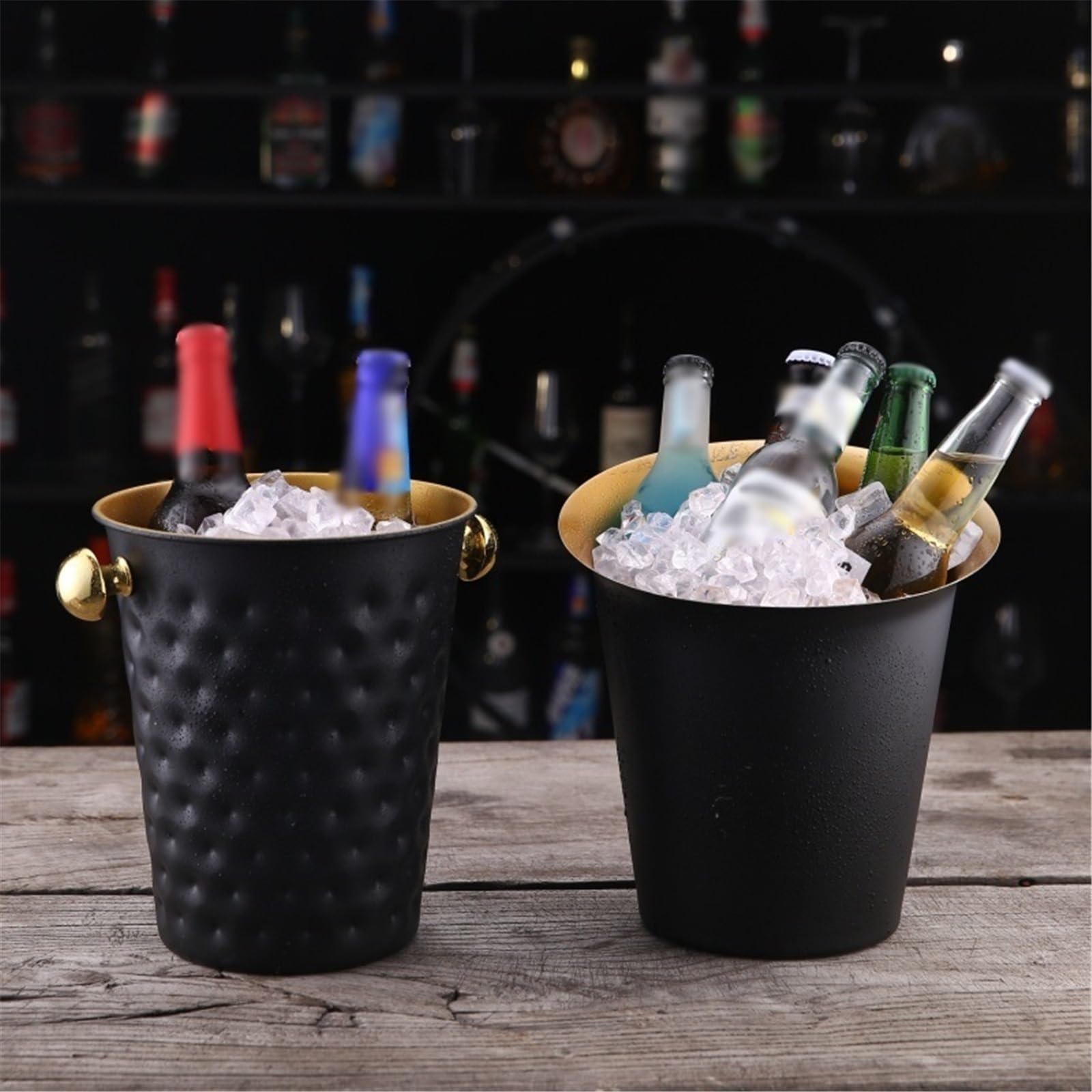 Cubitera, Cubo de Hielo Grueso Acero Inoxidable con Mango for Fiesta en casa for Botellas Vino o champán