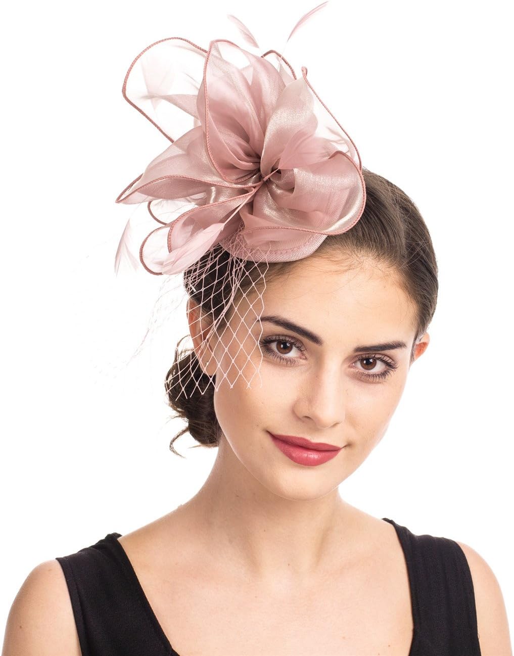 SAFERIN Women's Fascinators Feathers Tea Party Hat Veil Headband with Hair Clip for Cocktail Church - Image 5
