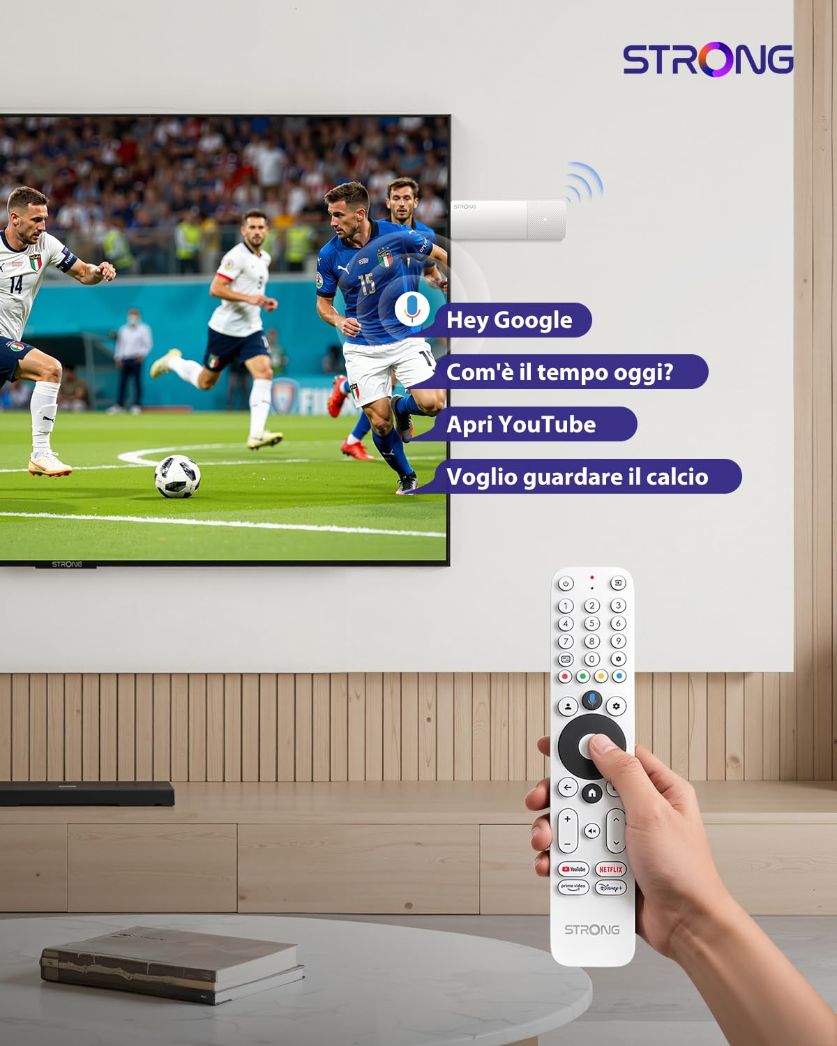 STRONG LEAP-AIR TV Stick 4K UHD, Android 11, Wi-Fi, Assistente Vocale Google, HDR10+, Dolby Audio, Netflix, Prime Video, YouTube (Bianco)