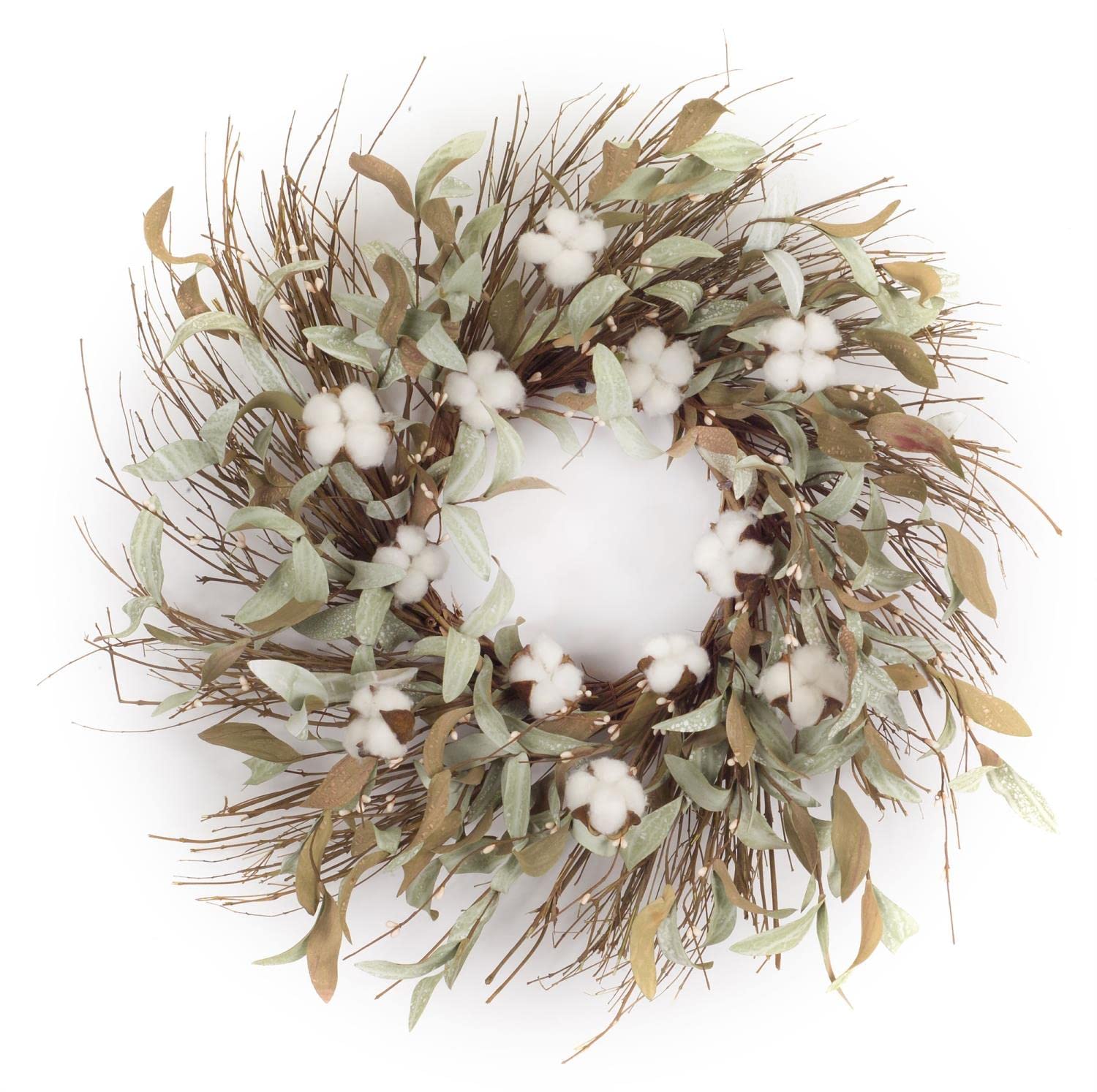 Melrose International Cotton/Leaf Wreath 28" D EVA