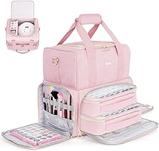 Nail Polish Bag for 80 Bottles (15 ml - 0.5 fl.oz) and a UV Nail Lamp, Double Layer Nail Polish Case with Two Removable Bags, Pink (Bag Only)