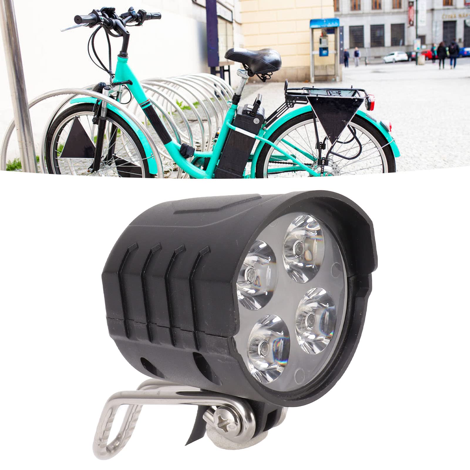 Faro LED Per Bici Elettrica 12W Con Clacson Integrato – Compatibile 36V/48V/52V/60V, Lunghezza Cavo 1,5 M