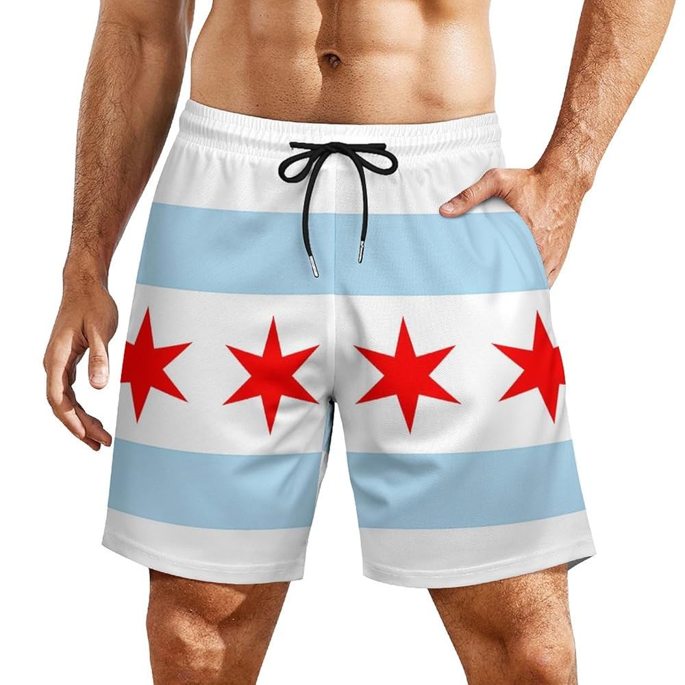 Amazon.com: Chicago Flag Men's Beach Shorts Quick Dry with