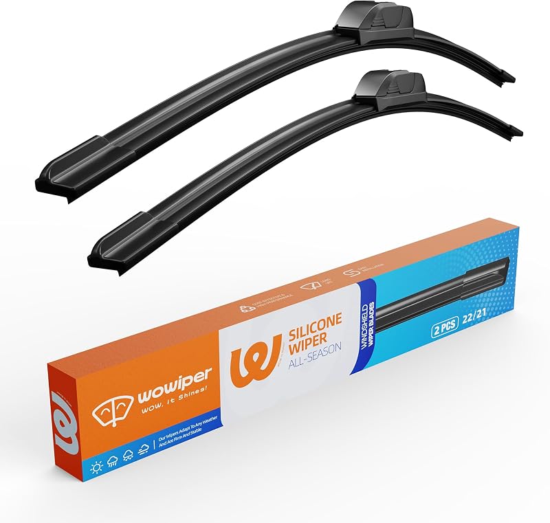 Palhetas do limpador de para-brisa de silicone WOWIPER 22" e 21" para Toyota, Jeep, Honda e outros – Par