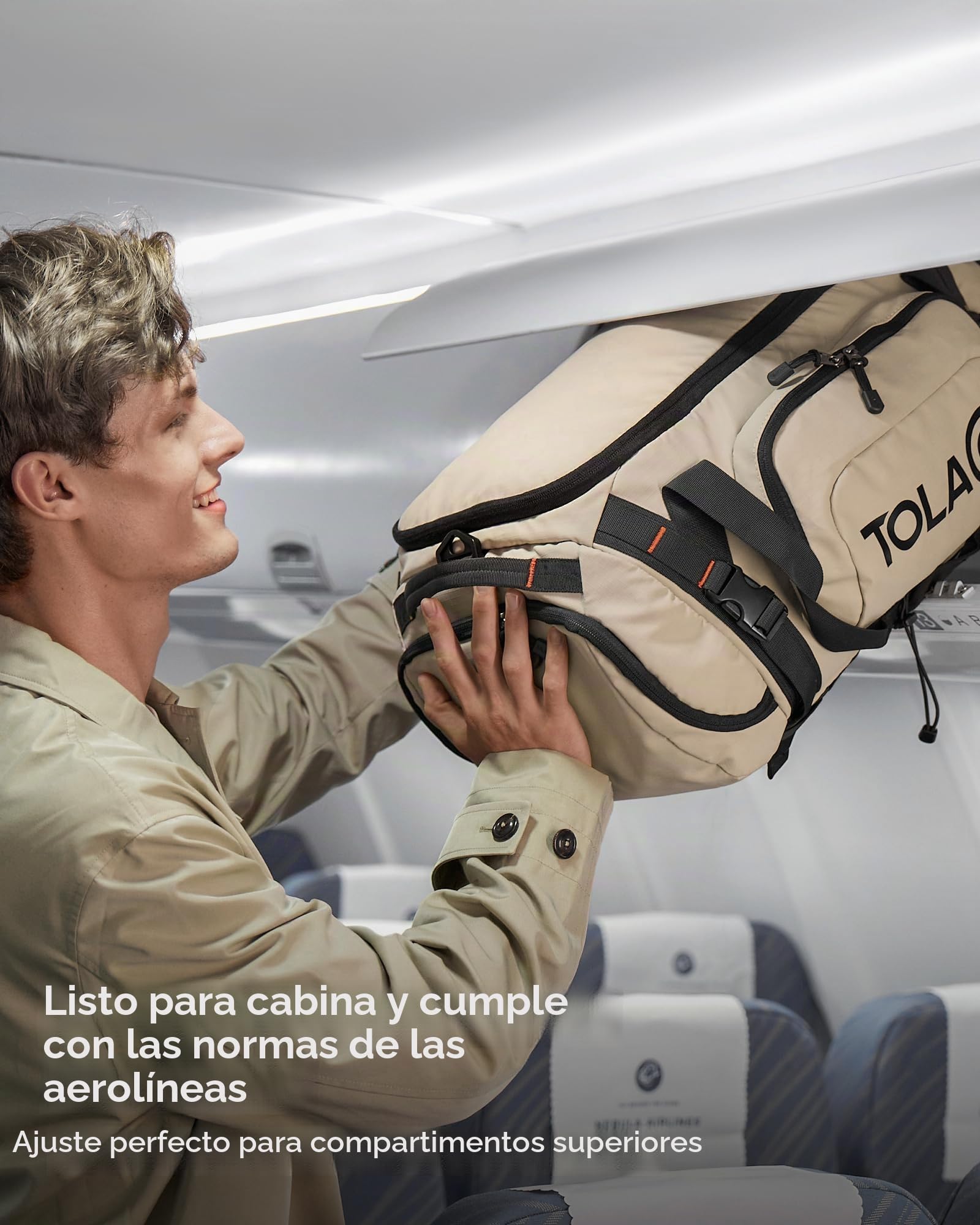 Tolaccea Bolsa de Deporte 40L para Hombres y Mujeres – Mochila de Viaje Convertible con Compartimento para Zapatos, Bolsillo Húmedo y Portátil 15,6"–Impermeable para Gimnasio, Fitness y Viajes (Kaki)