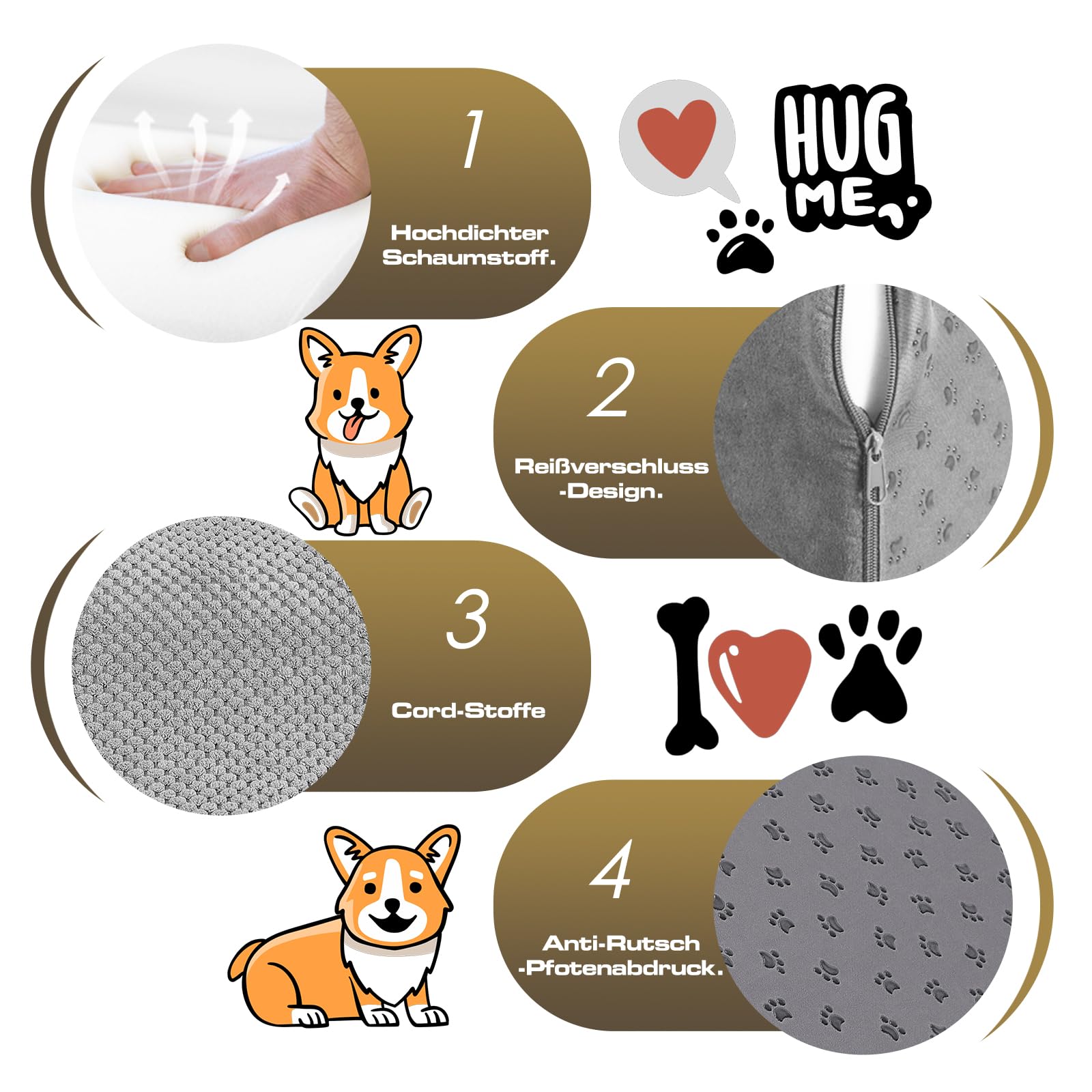 Thihome Scala per Cani di Piccola Taglia, 4 Gradini, Scala Rimovibile, Rampa per Cani con Rivestimento Lavabile e Antiscivolo, per Letto e Divano in Spugna ad Alta Densità