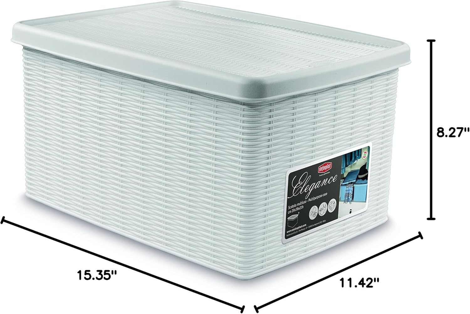 Stefanplast Elegance Storage Box, White, 29 x 39 x 21 cm
