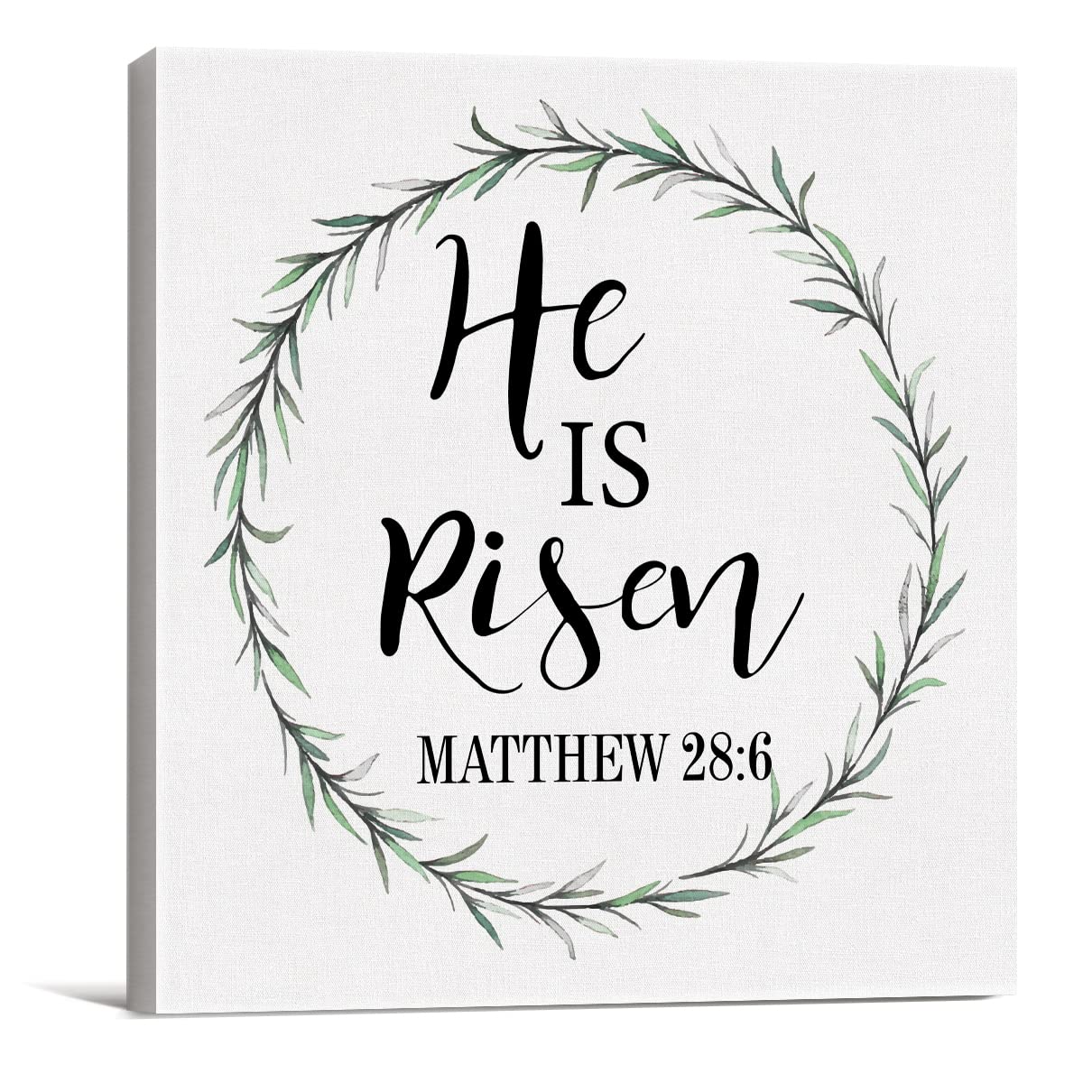 Ensound A0134 Farmhouse He Is Risen Sign Wooden Box Sign 5X5 Inch Christian Wooden Plaque Rustic Home Easter Decor