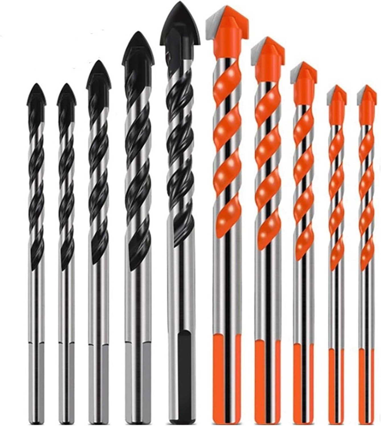 Multi-Functional Triangle Glass Drill-3-12mm Multifunctional Glass Metal Tile Drill Bit Triangle Diamond Drill Set Ceramic Concrete Brick Wood Punching Hole Saw Drill (Color : 7 PCS Set Black)