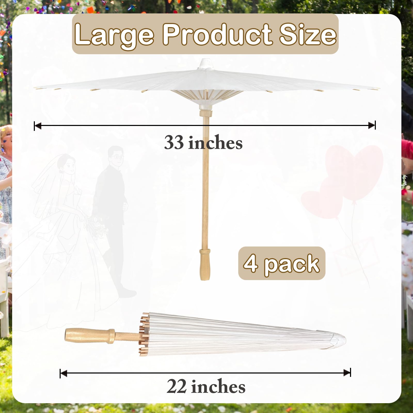 Papierschirme aus weißem Papier, chinesischer japanischer Regenschirm, handgefertigt, geöltes Papier, DIY, Malerei, dekorative Regenschirme für Hochzeit, Brautparty, Dekoration, 84 cm
