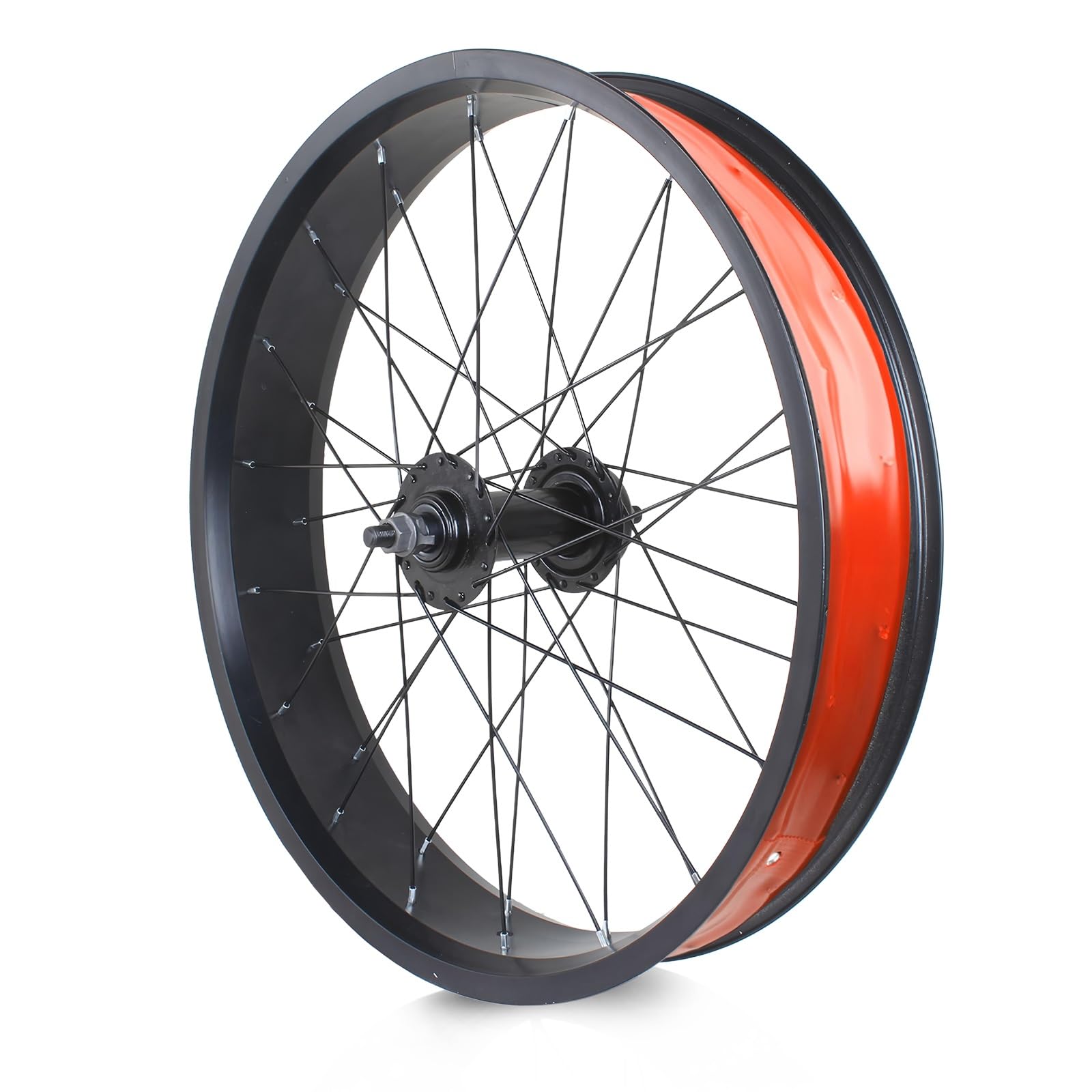 20in/24in/26in X 4.0" Fat Tire Bike Front Rear Wheel Disc Brake Snow Bike Wheelset QR 135mm/195mm 36H Hubs Beach Bike Wheels 14G Spokes for 7/8/9/10s Rotary Freewheel E-bike black(Front wheel_26IN)