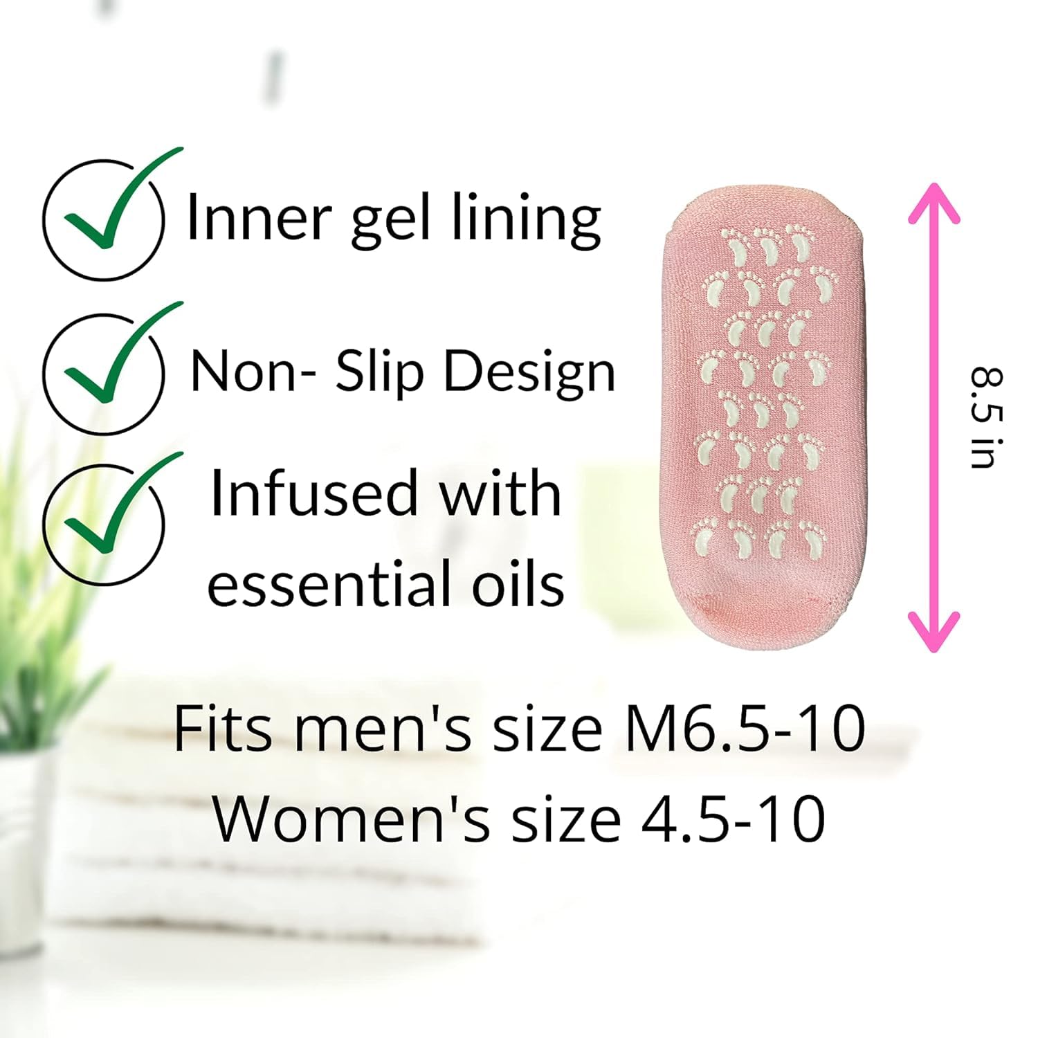 SPEFEZ Silicone Moisturizer Socks Spa Gel Socks Silicone Socks For Cracked Heel Silicone Socks For Women Ultra-Soft Moisturizing Socks with DIY Natural Oil and Vitamin E Repair (Pink) 4