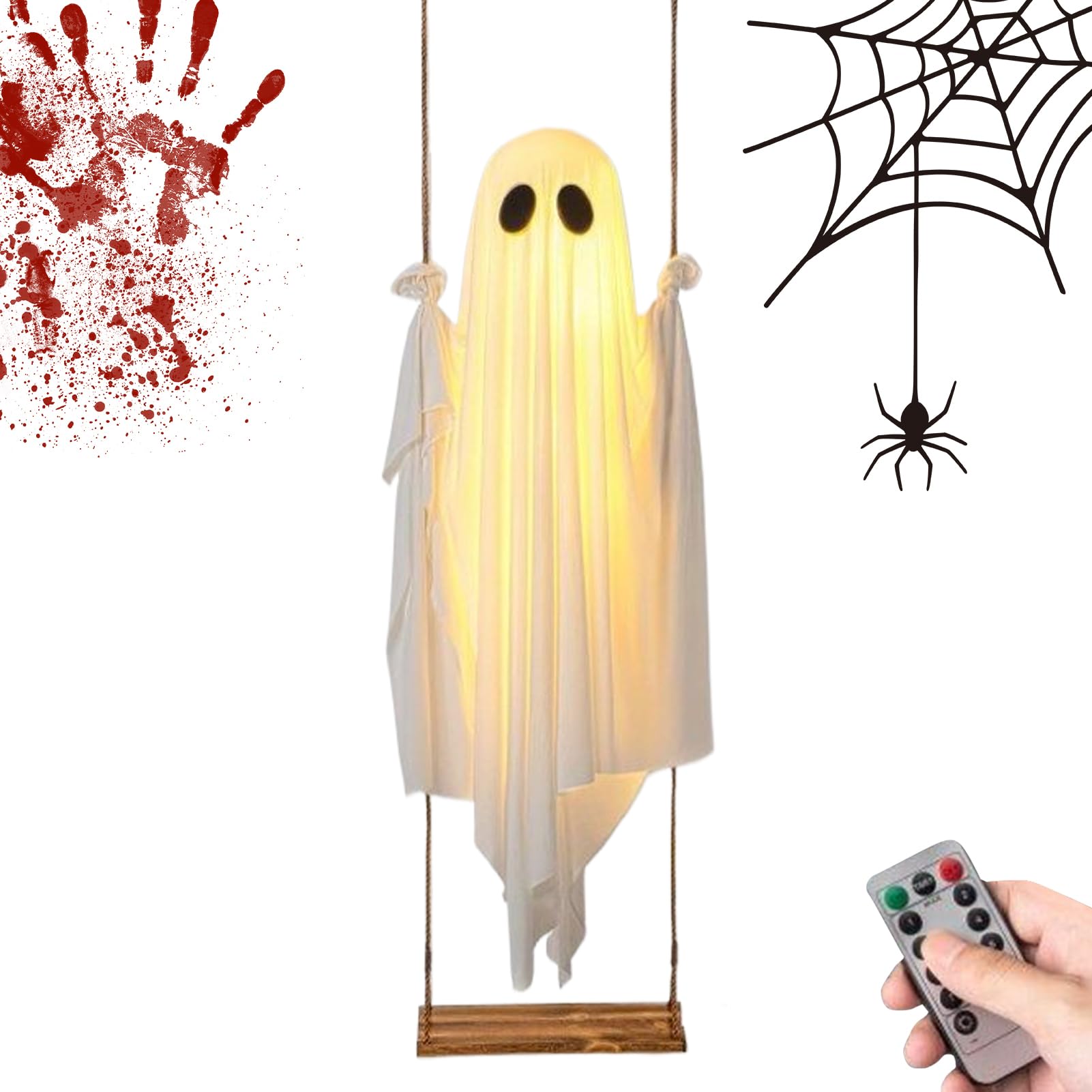 Fantôme d'Halloween géant lumineux automatique pour sécuriser et décorer une cour sombre