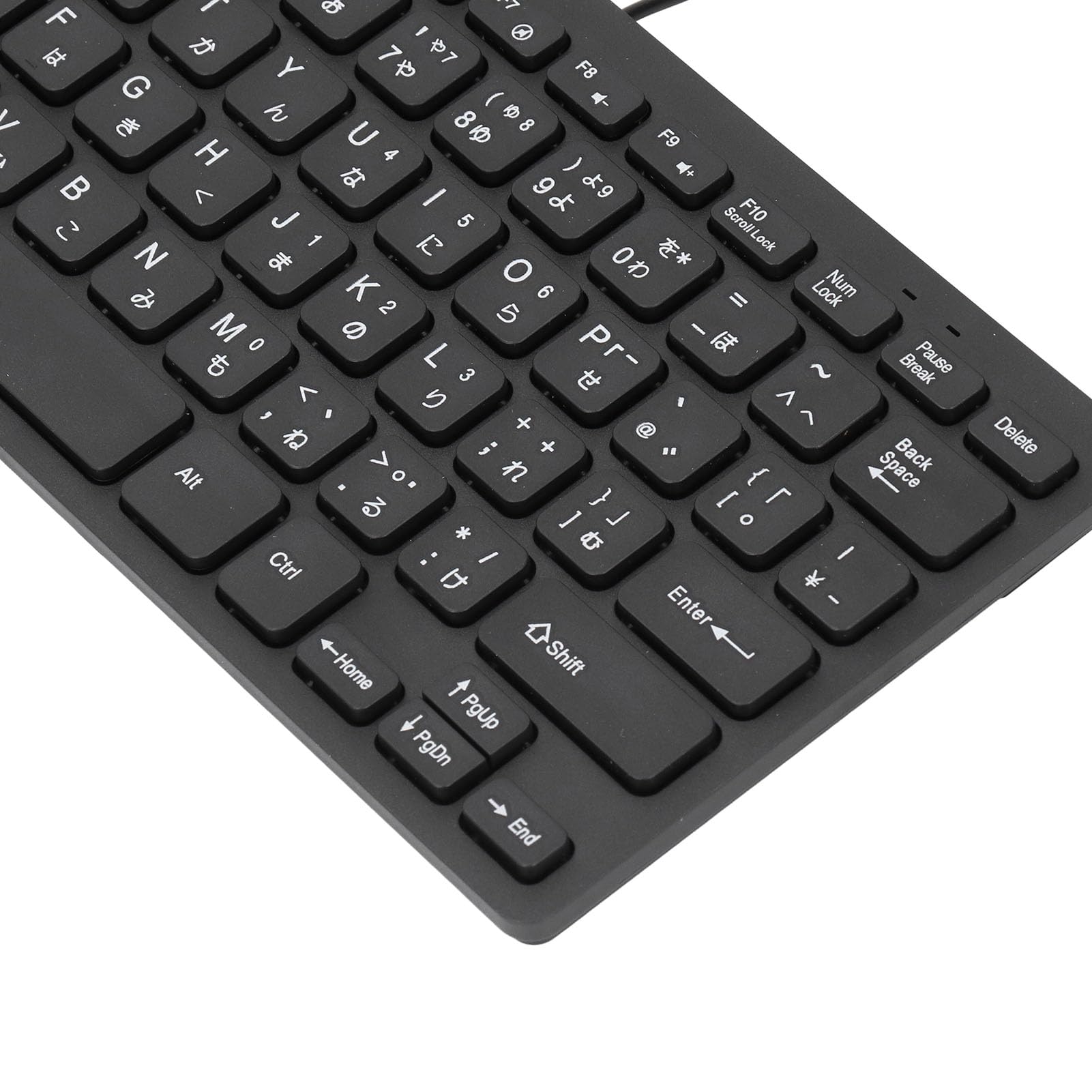 Tastiera giapponese, 78 tasti Mini tastiera giapponese cablata, angoli curvi del telaio della tastiera e bordi del copritastiera per proteggere la mano, interfaccia USB Desktop Mute ultrasottile(Nero