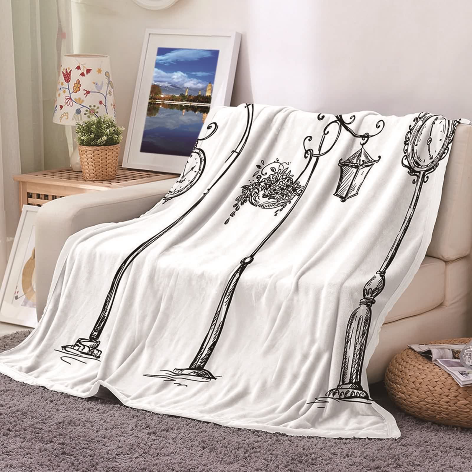 Couverture chaude hiver en flannel anti-froid pour grand canapé