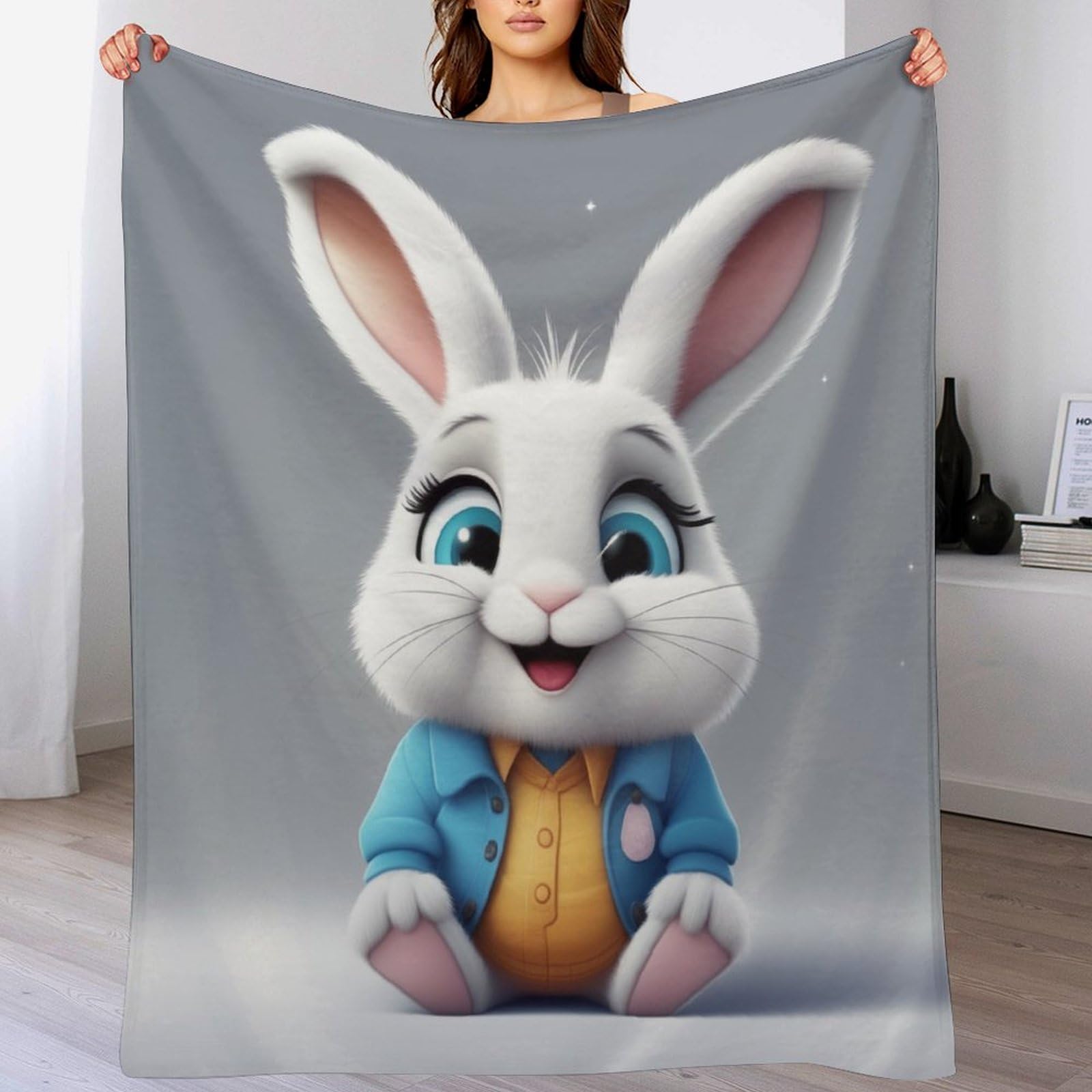 Couverture polaire lapin contre le froid nocturne pour lit et canapé douillet