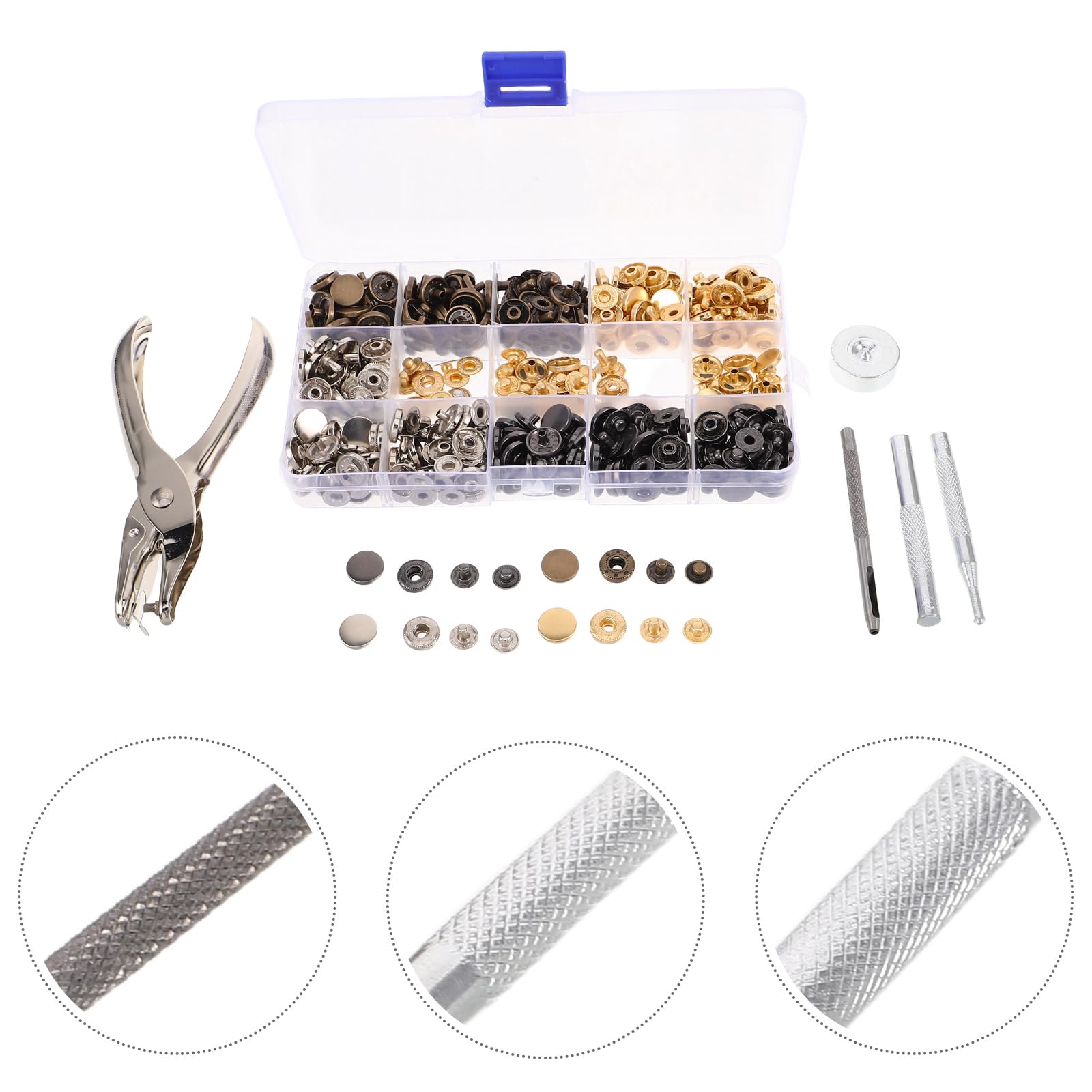 AUTSUPPL Druckknopf Satz 12,5mm Metallknöpfe mit Setzwerkzeug für Leder Kleidung und Jacken Verdeckte Befestigung Präziser Verschluss Vielseitig für Nähzubehör