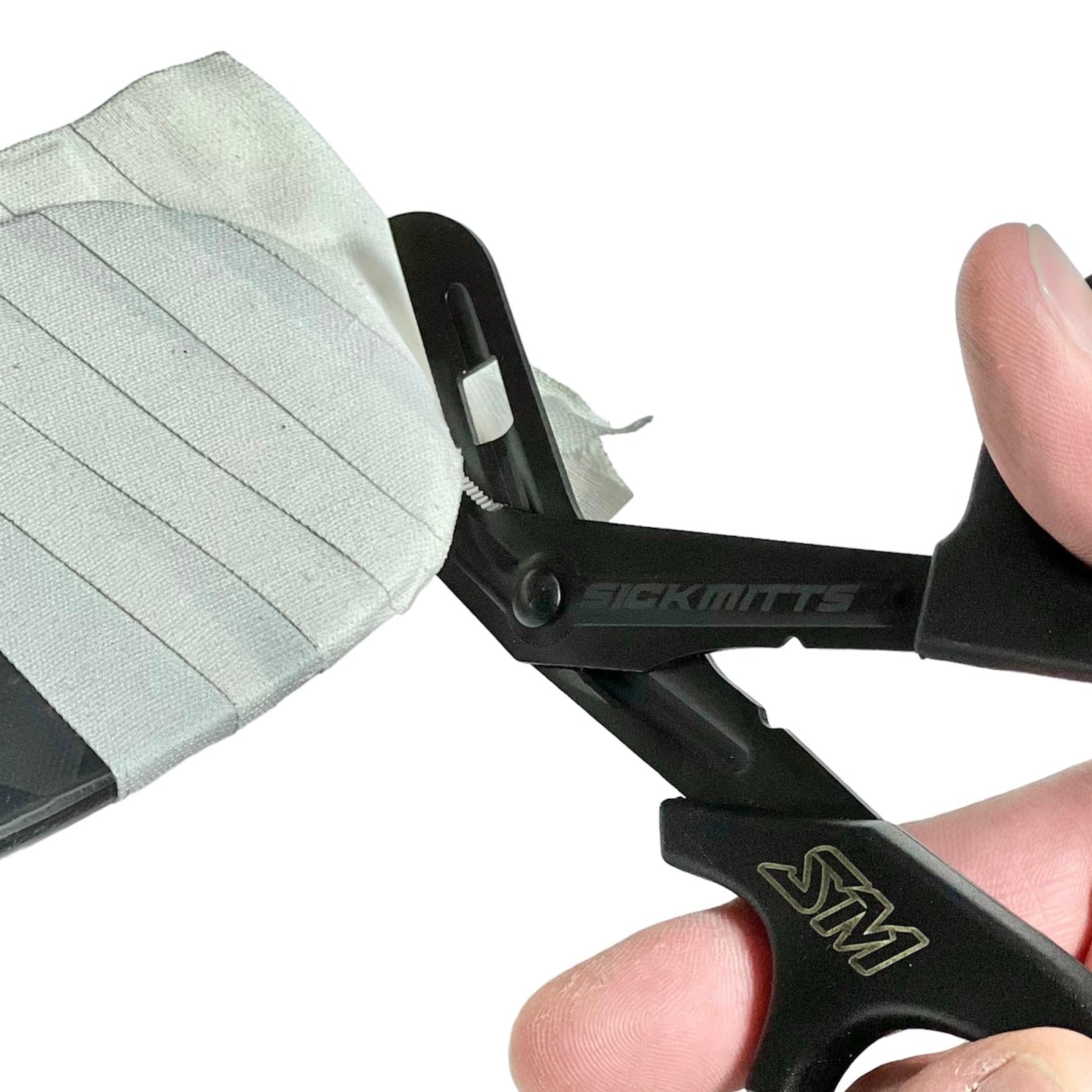 Hockey Scissors by Sick Mitts - Black Stainless Steel, Serrated Edge, Carabiner Clip