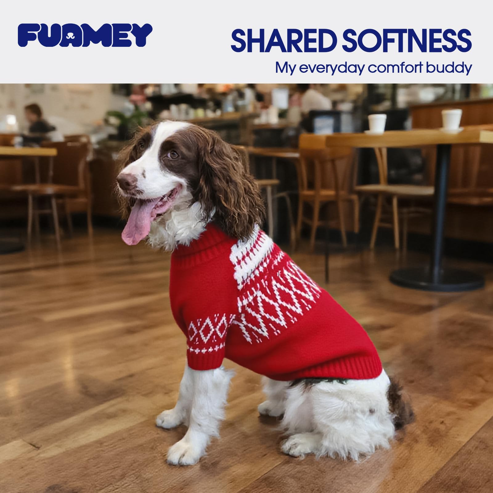 FUAMEY Maglione per cani, extra large, morbido maglione natalizio lavorato a maglia per cani, comodo maglione in pile per cagnolini, caldo abbigliamento invernale a collo alto per il freddo, vestito