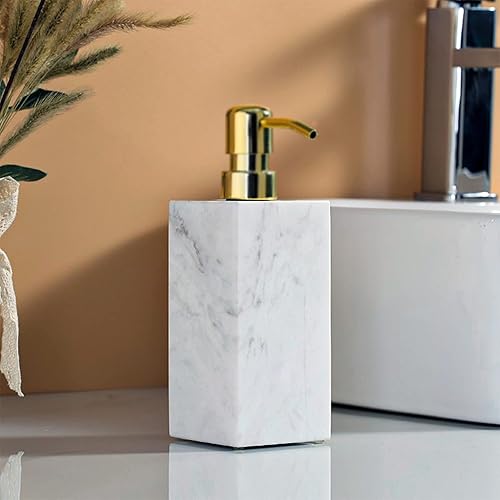 Miniatura 7 de LAGOM HOUSE Dispensador de jabón de mármol, dispensador de jabón líquido de manos de mármol italiano blanco de piedra natural italiana, botella