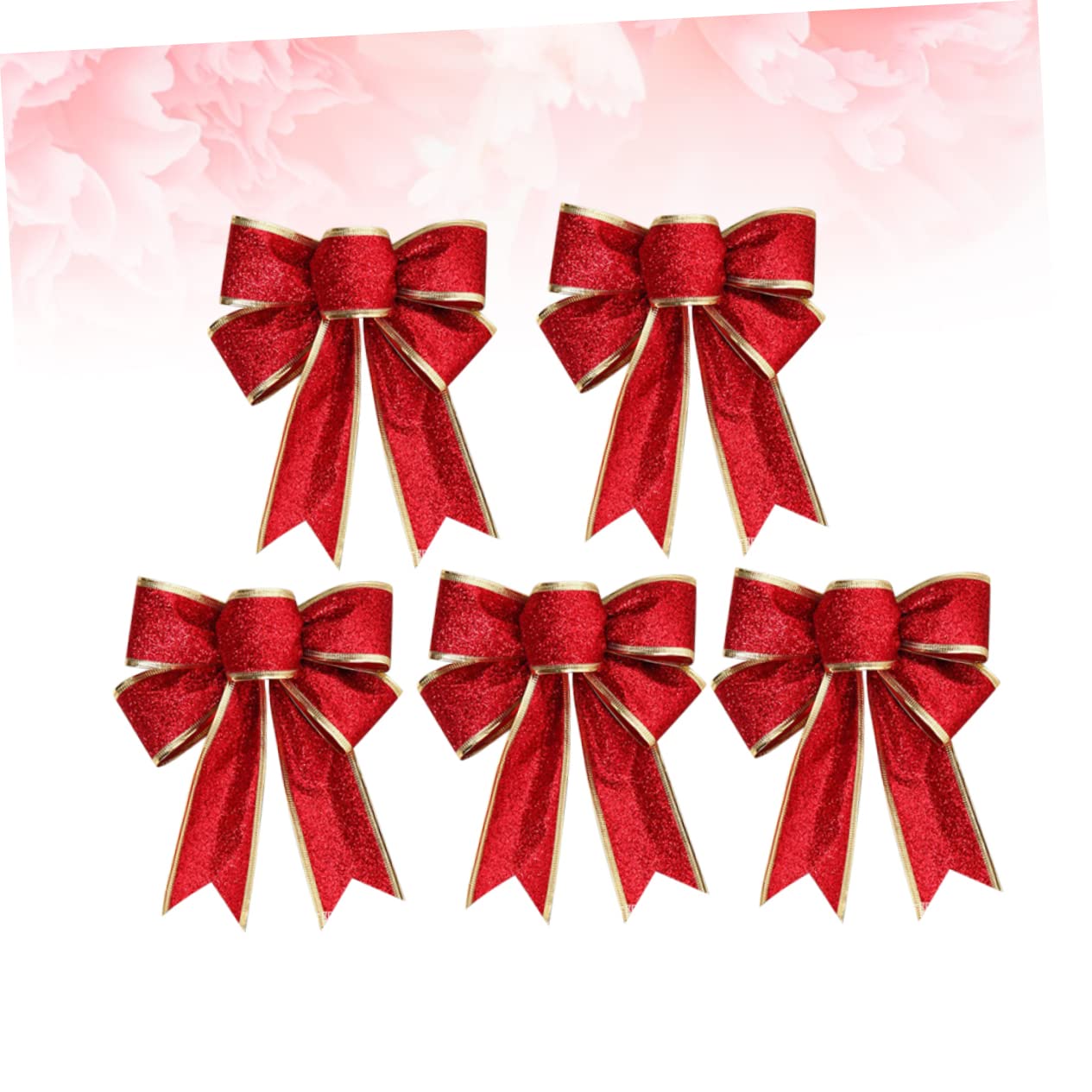 Mobestech 20piezas Lote De Lazos Rojos De Tela Brillante para Decoración Navideña Adornos para Árbol De Navidad y Fácil De Usar Ya Anudados y Listos para Pegar