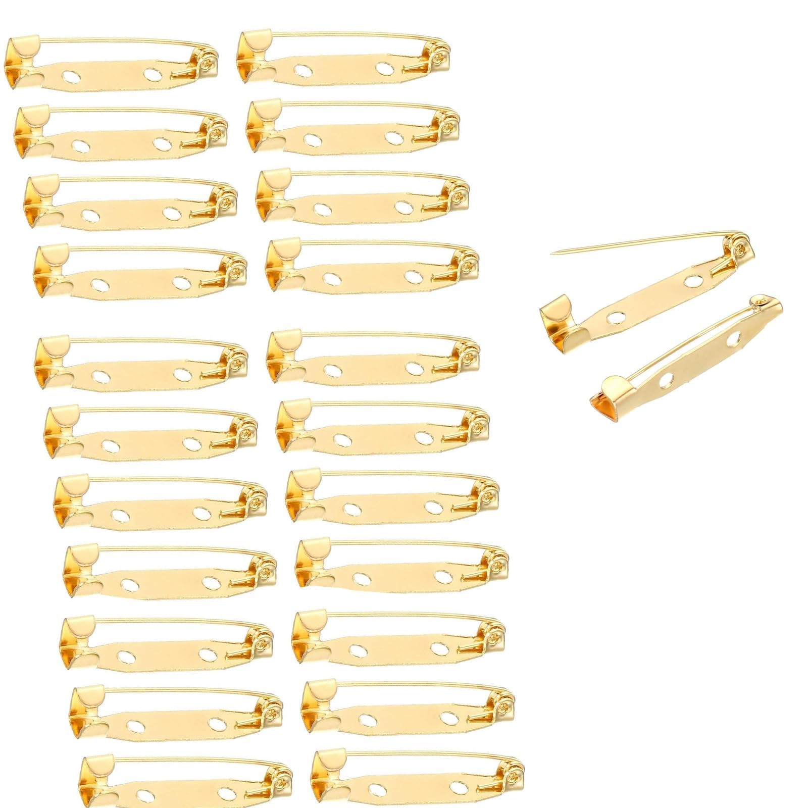 100 PCS Golden Brooch Pins 25mm with Back Bar Fastener and Secure Clasp - Badge Backs for DIY Jewelry Making and Crafts