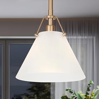 KSANA Gold Pendant Light, Modern Pendant Lights Kitchen Island with Frosted Glass Pendant Hanging Lights for Dining Room, Kitchen, Bedroom, 7.9" W