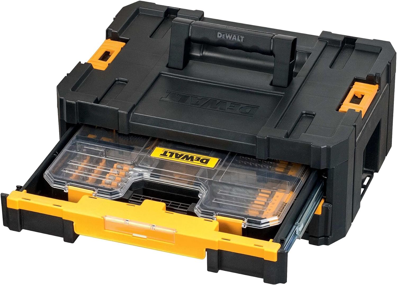 DEWALT Coffret TSTAK avec 100 Accessoires de Perçage et de Vissage - Spécial Béton - Avec Porte-Embout Magnétique & Coffret de 100 Pièces de Perçage et Vissage Haute Performance - DT71563-QZ