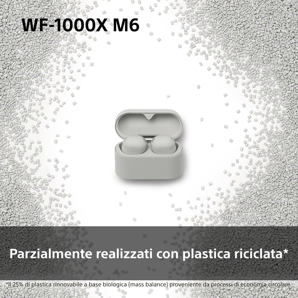 Sony WF-1000XM6: auricolari wireless top di gamma con noise cancelling, suono Hi-Res, chiamate nitide, EQ a 10 bande, autonomia fino a 24 ore NC on, IPX4, iOS/Android - Black