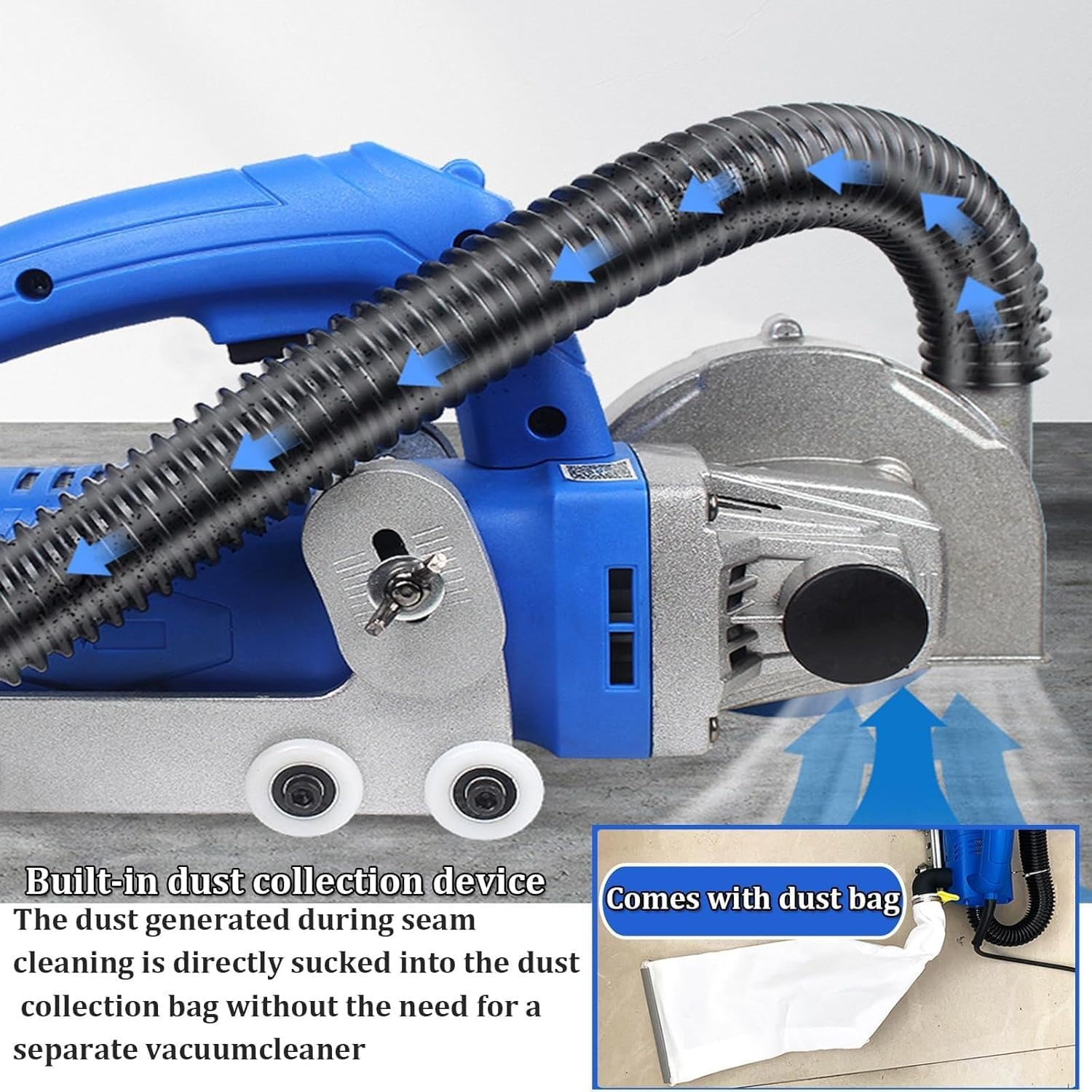Máquina Eléctrica De Limpieza De Costuras De Azulejos De 1200 W, Herramienta De Ranura Para Espacios De Baldosas, Con Bolsa Para El Polvo Y Hoja De Sierra De 1,2 Mm, Profundidad De Corte Ajustable