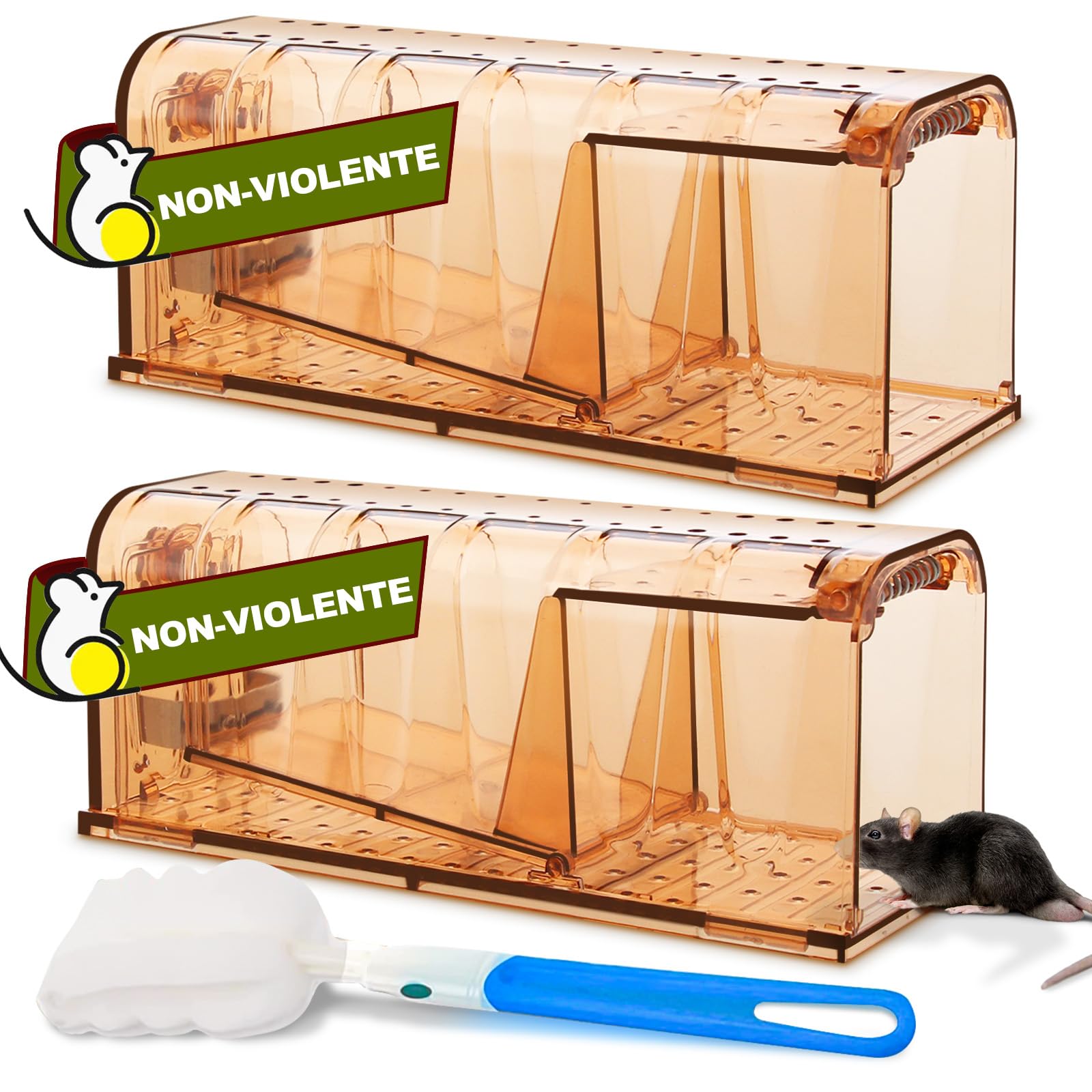 TAKRINK 2P Piège à Souris Humain - Attrape Souris Vivante Réutilisable avec Trou Air