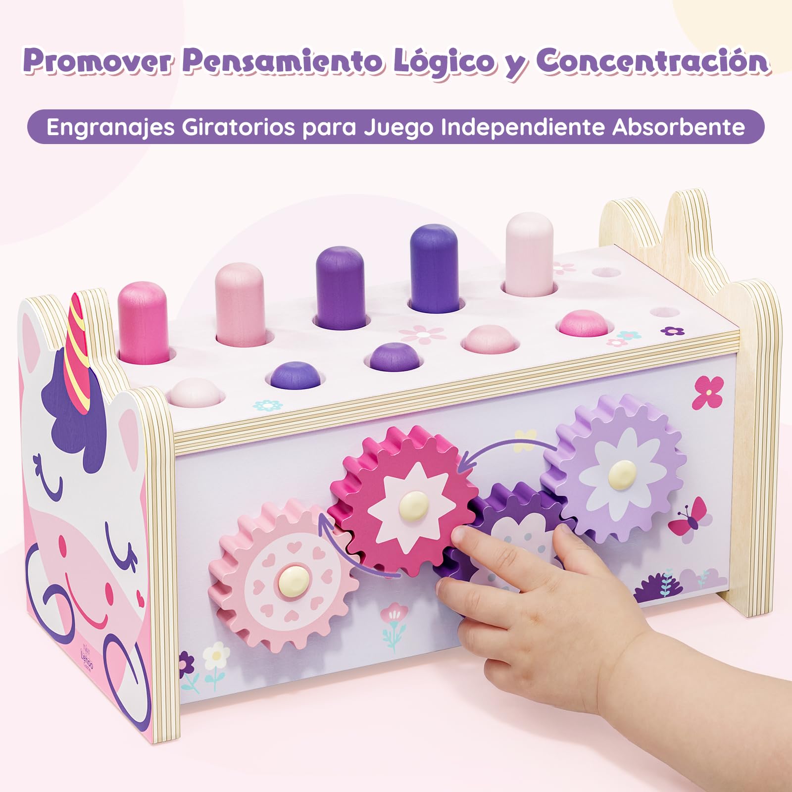 Lehoo Castle Juguetes Montessori 1 Año, Juguete de Madera con Xilófono y Martillos para Bebés, Juguetes Educativos de Motricidad para Niños, Regalos de Cumpleaños y Navidad para Niñas 1-3 Años