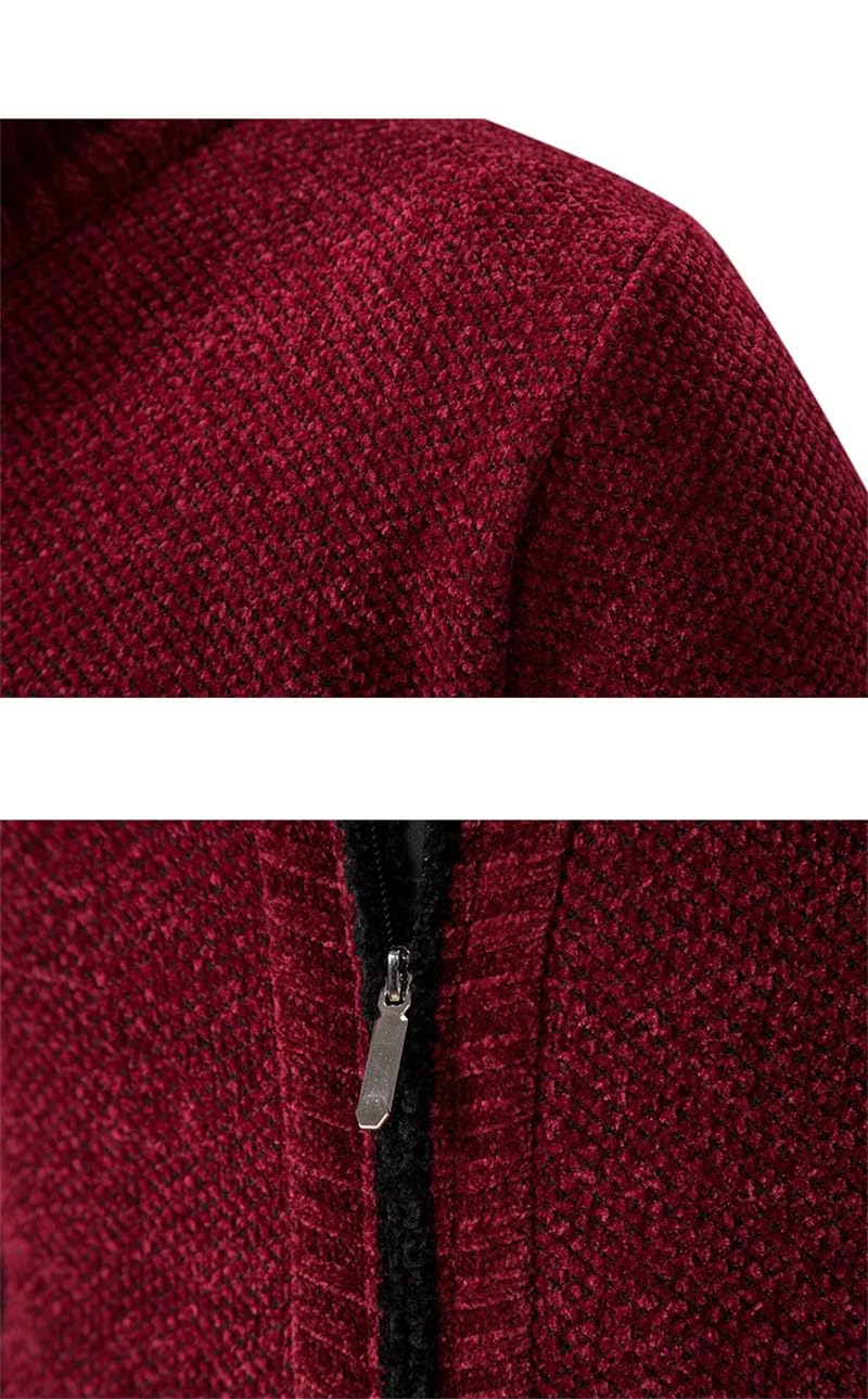 Dninmim Cárdigan de otoño e invierno suéter de cuello alto para hombre Abrigo de chenilla