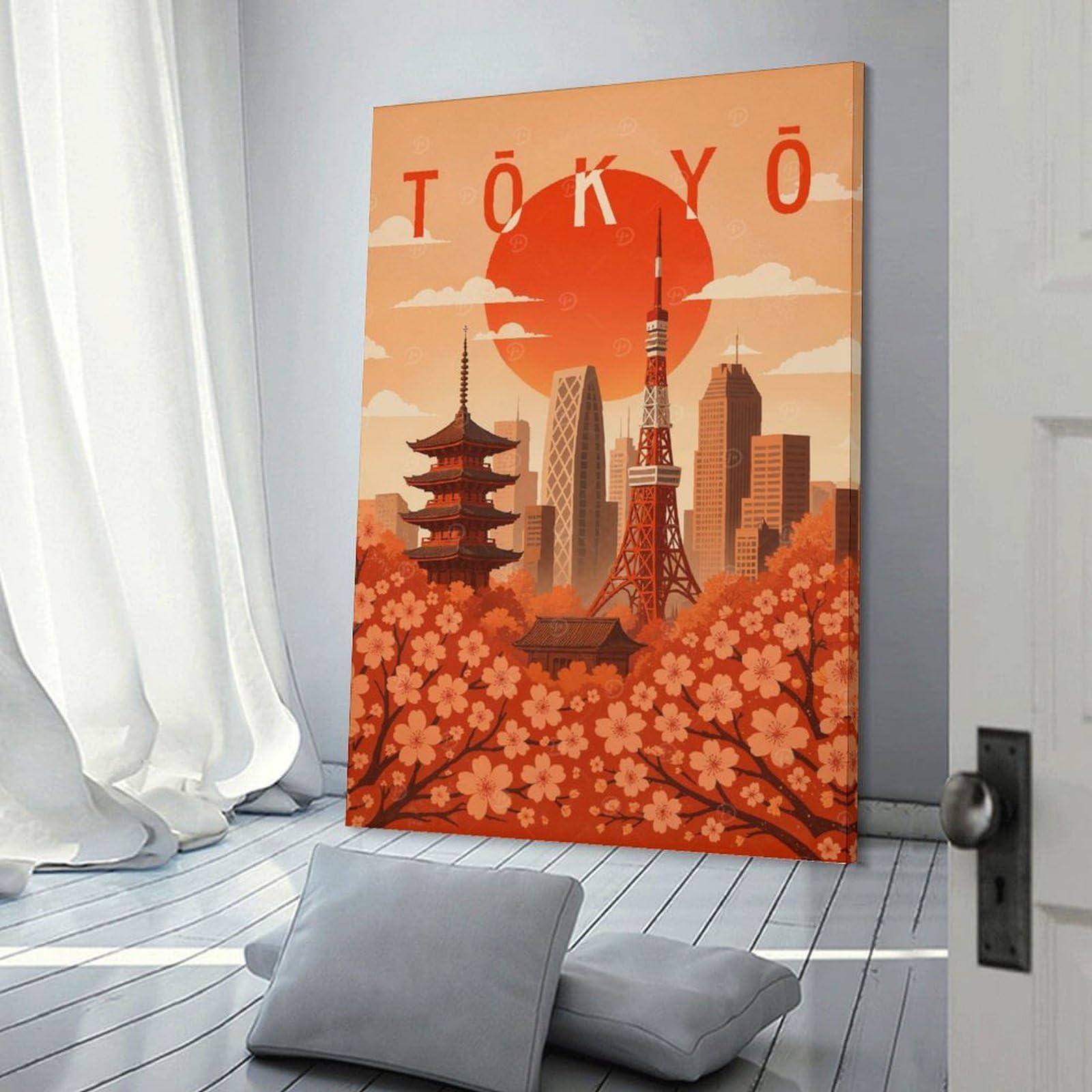 Junmoney Tokyo Travel Room Decor Wall Art, 20x30inch(50x75cm), for Entrance Walls, Hall Decor Or Foyers, A Neat Decor Update for Hallways