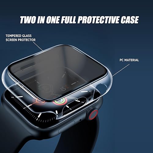 Miniatura 2 de Ailun Funda protectora de pantalla de privacidad para Apple Watch Series 9, 8 y 7 1.77 pulgadas, carcasa rígida ultrafina de policarbonato integrado