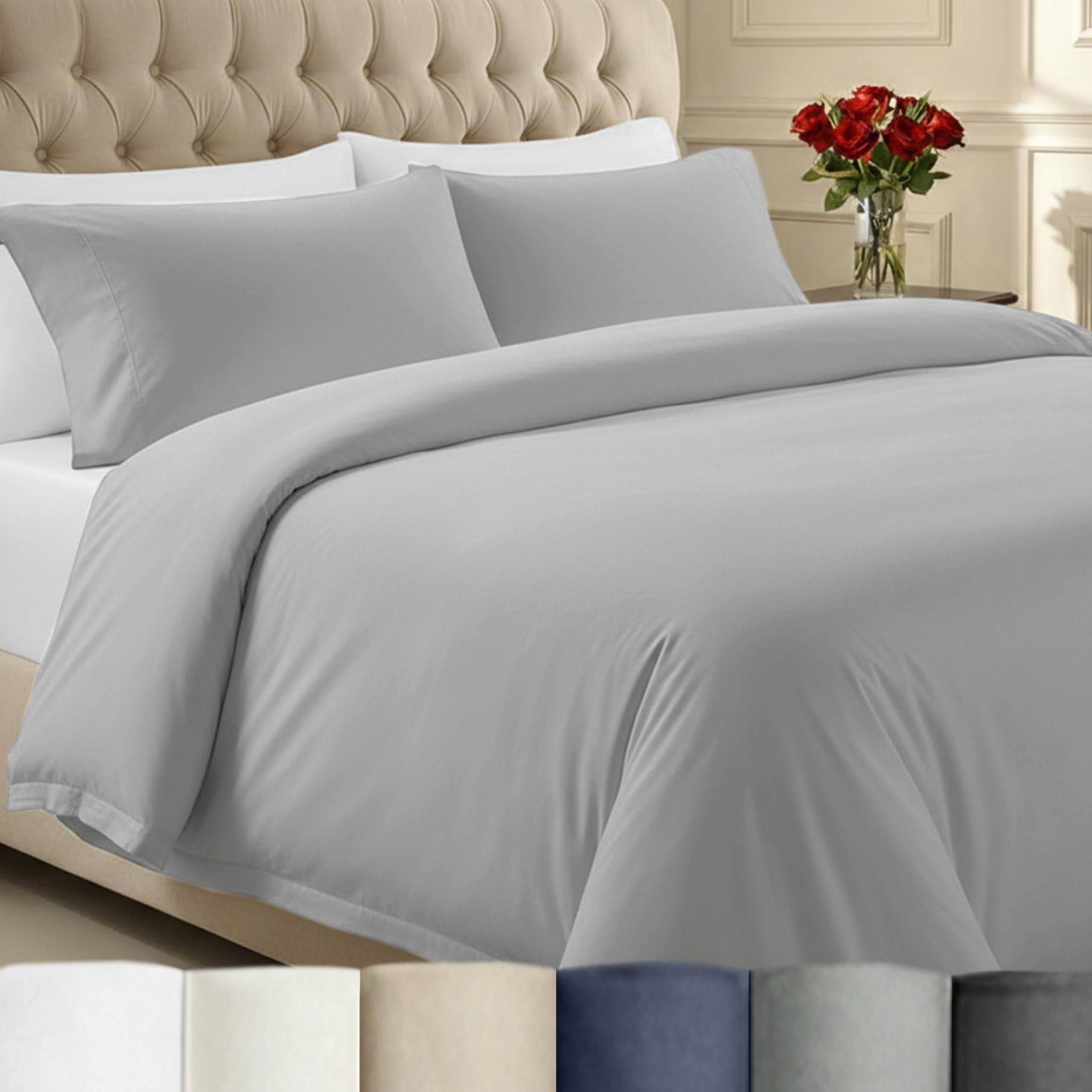 Cotton Duvet Cover 400 Thread Count Bedding Set, 3 Pieces - King