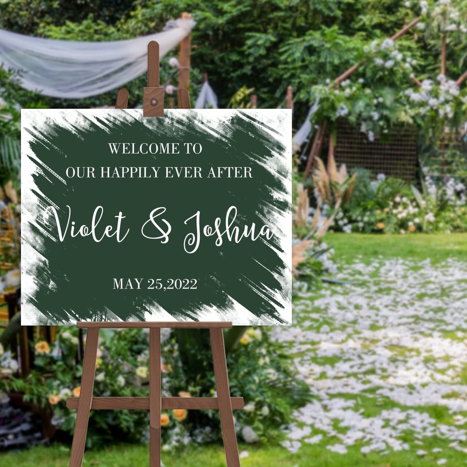 'Welcome Modern Calligraphy Sign Custom Wedding Printable Template Custom Made Any Date' Spersonalizowany znak ślubny powitalny 45 x 61 cm