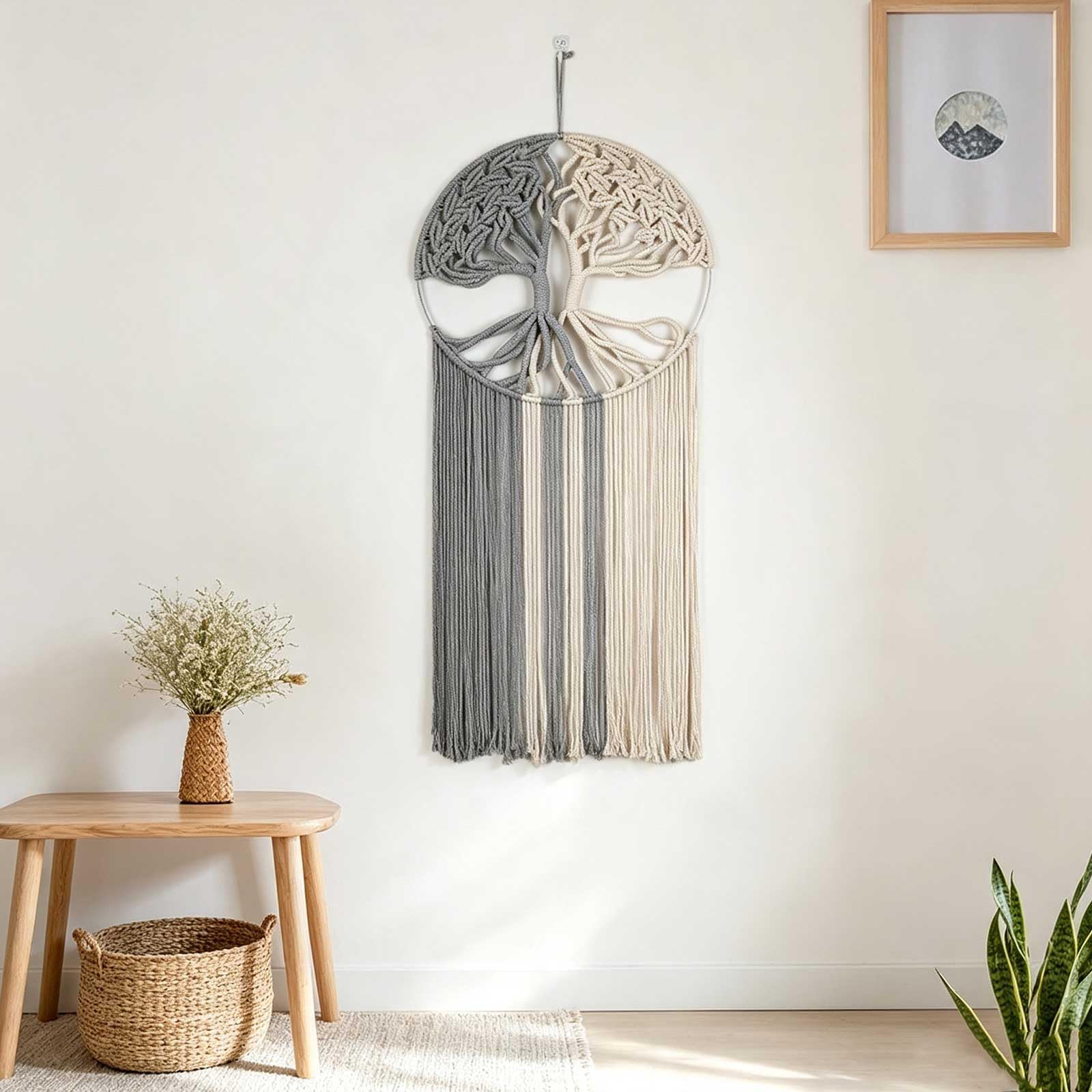 Wiszące na ścianie makrama drzewo życia, ręcznie tkany wystrój Boho