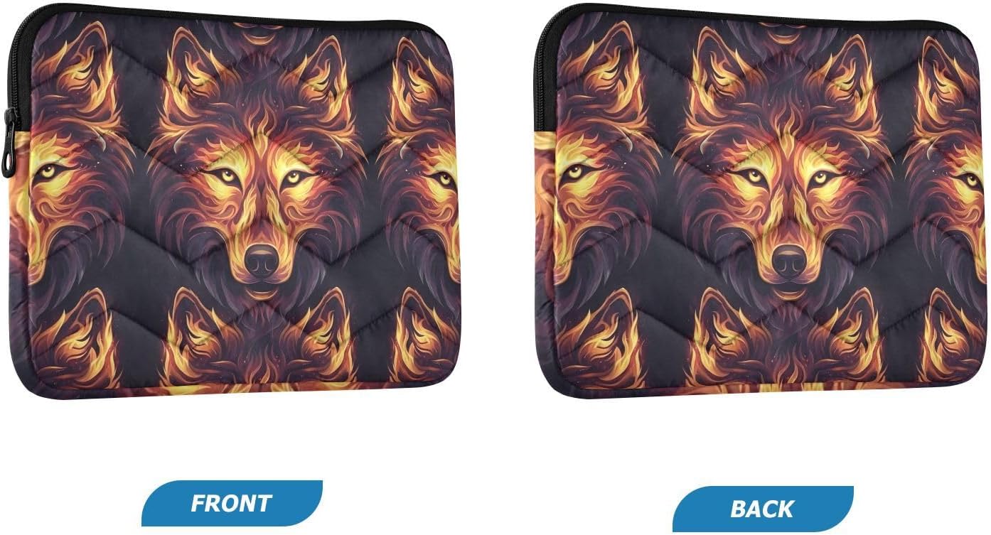 Laptop Padded Sleeve Wolf Swirling Flames Laptop Case Aesthetic Laptop Carry Bag image 2