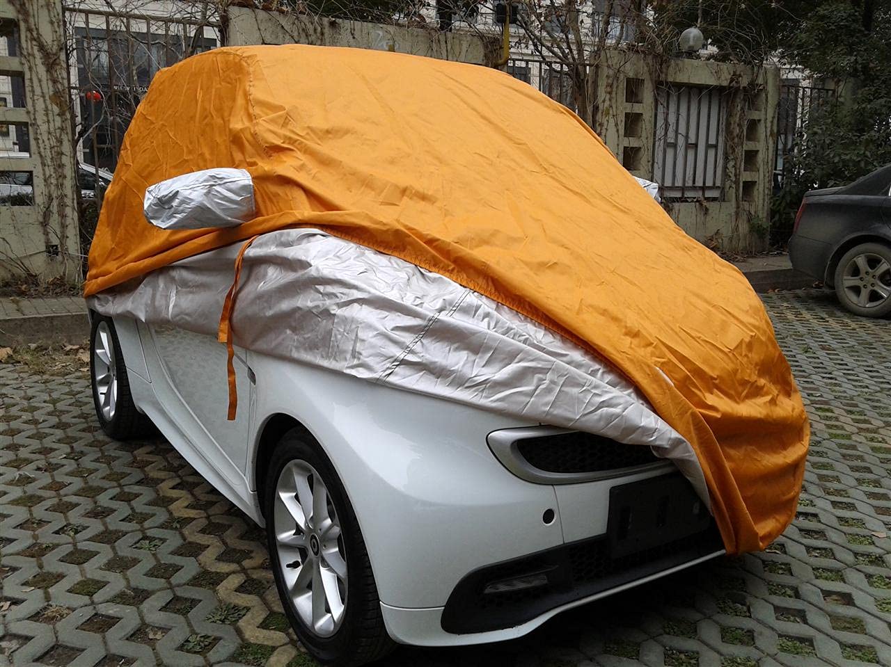 Autoabdeckung Abdeckplane Vollgarage Plane Autoplane FüR Smart Fortwo Wasserdicht SchutzhüLle Abdeckung HüLle Sonnenschutz Staubdicht Orange