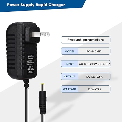Miniatura 2 de molshine Cable de 6.6 pies 12 V AC DC Adaptador Compatible DYMO 1758460 LabelManager 260P LM-260P (1754490) 280 LM-280 (1815990) 360D LM-360D
