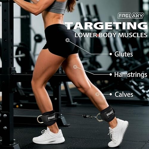 Miniatura 6 de Frelaxy Correas para Tobillo para Máquina de Cable – Correas para Piernas Cómodas y Duraderas para Patadas Traseras, Entrenamientos de Glúteos y